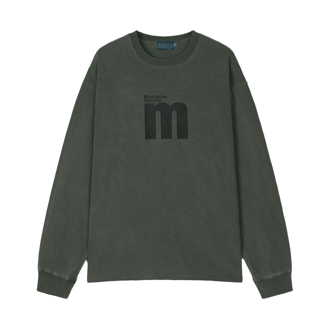 맨하탄 레코즈 엠 박스로고 피그먼트 롱슬리브 - 올리브