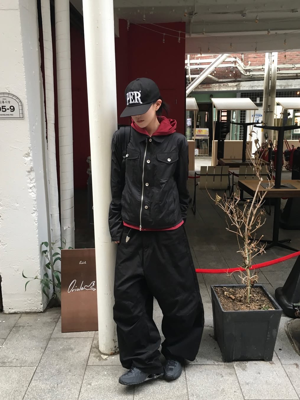 Permanent Archive 5-Panel PER Cap Black, (W) Nike Shox R4 Black 착용 스타일