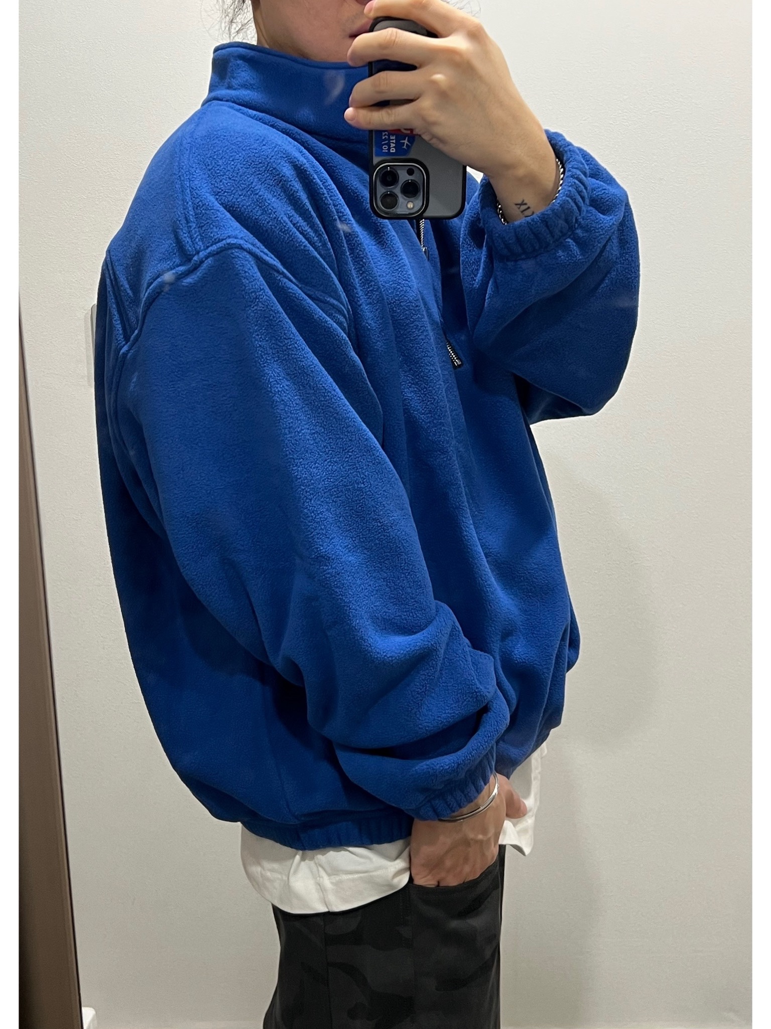 Nonnod Half Zip Fleece Blue, Nonnod Double Knee Cover Pants Vintage Black 착용 스타일 - 3