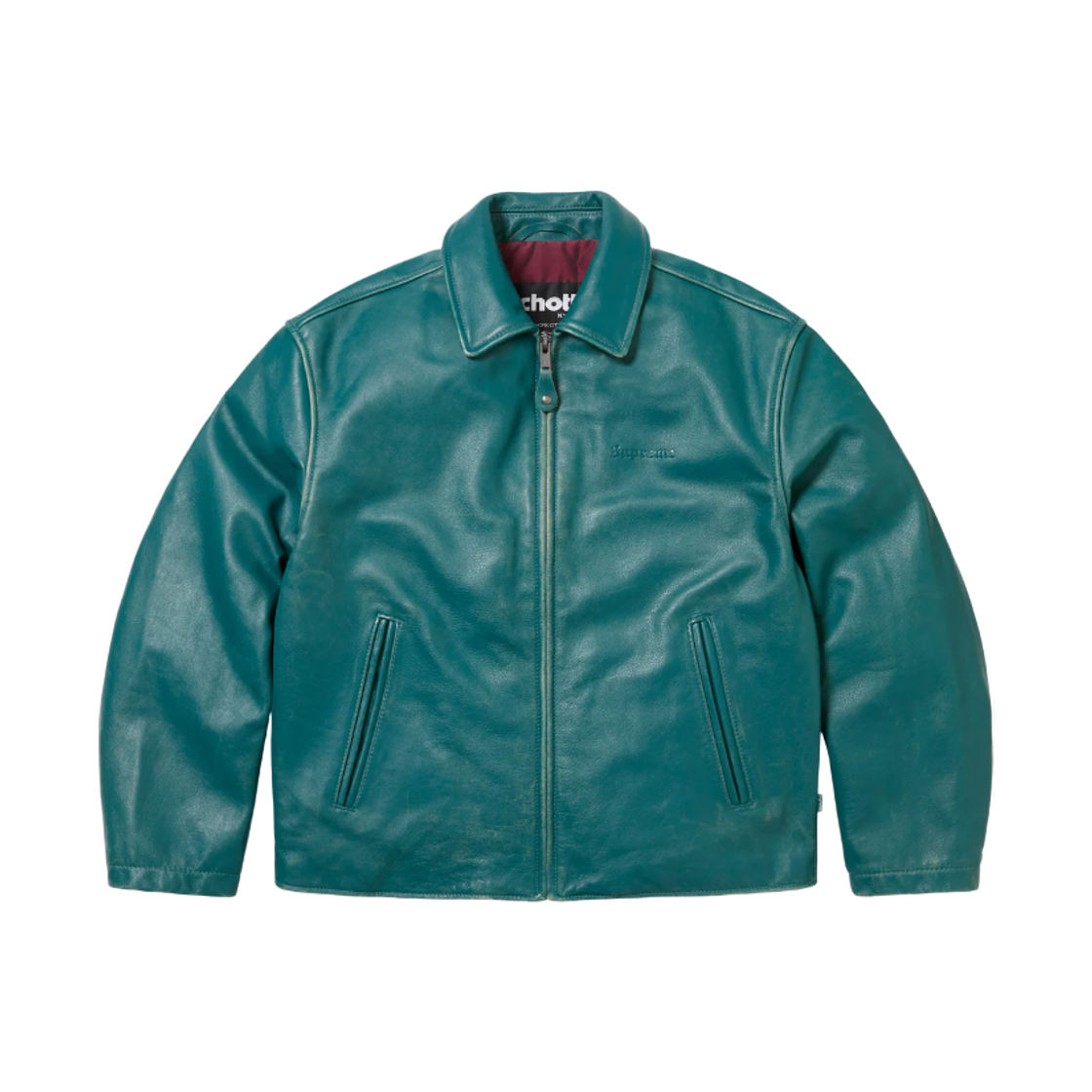슈프림 x 쇼트 레더 레이서 자켓 틸 - 25FW(Supreme x Schott Leather Racer Jacket Teal - 25FW) - 1
