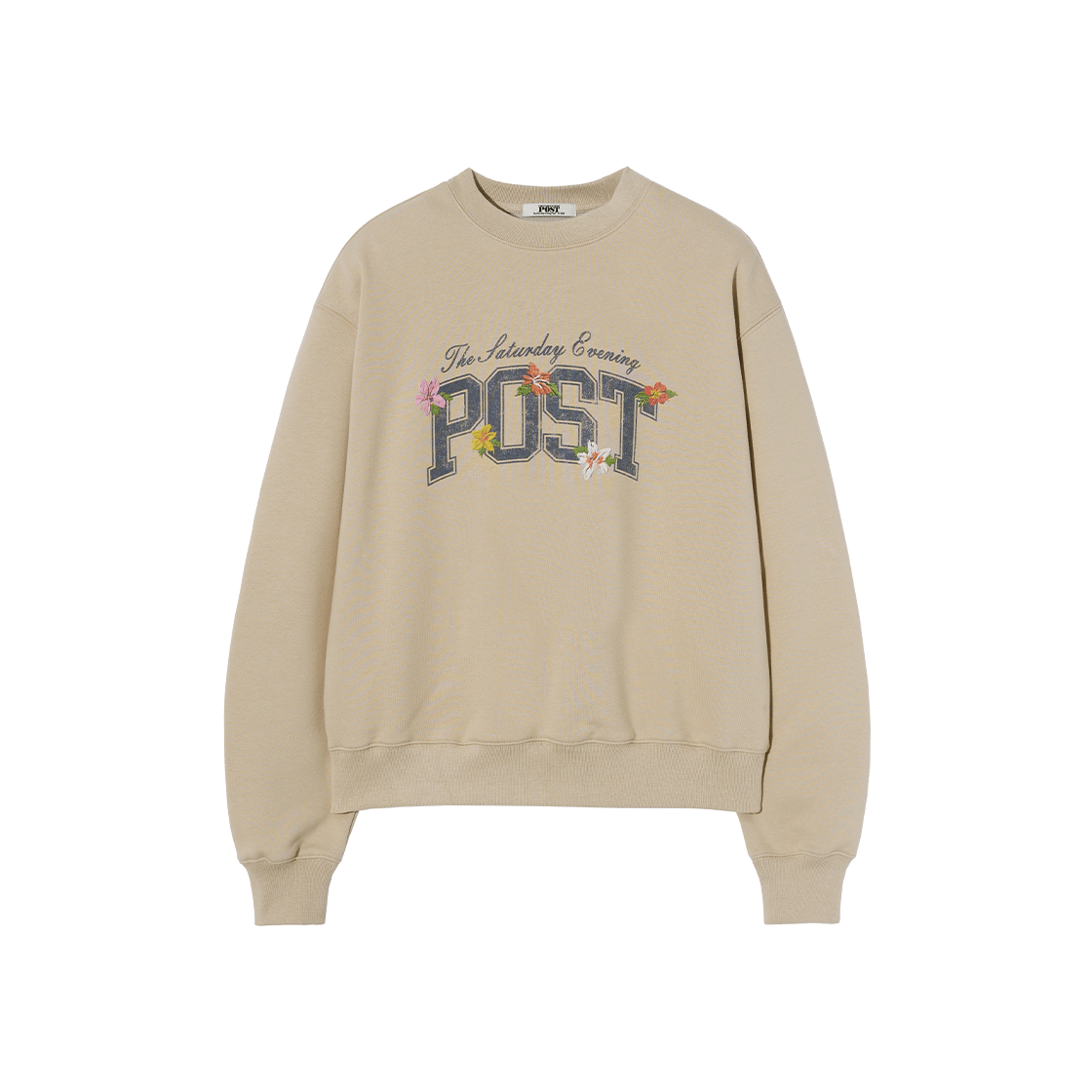 SFW1CR207ABE The Saturday Evening Post Flower Post Graphic Sweat Shirt Beige