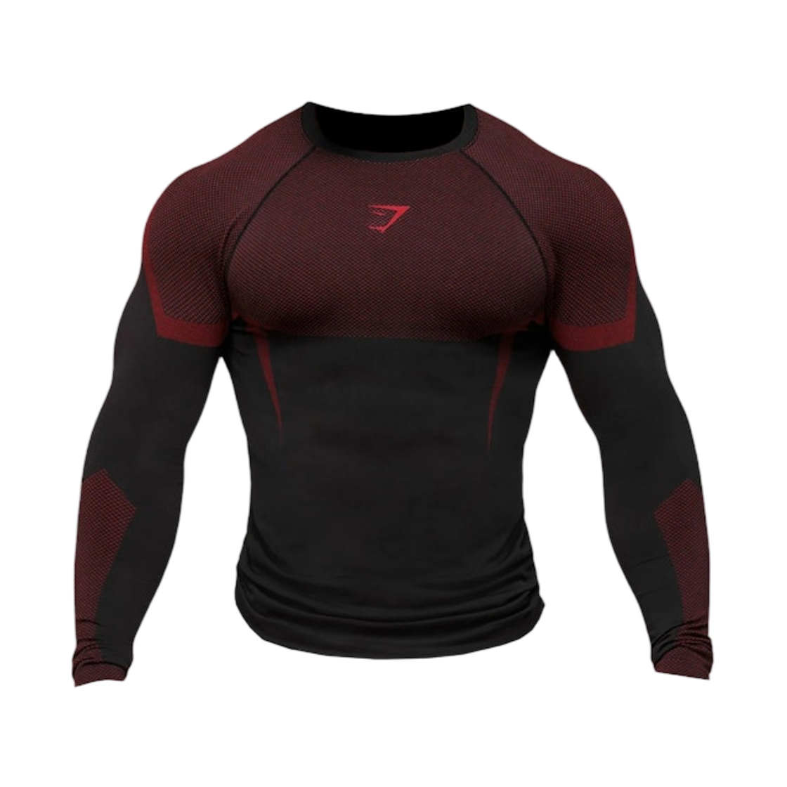 짐샤크 오닉스 5.0 심리스 롱 슬리브 티셔츠 블랙 카마인 레드(Gymshark Onyx 5.0 Seamless Long Sleeve T-Shirt Black Carmine Red)