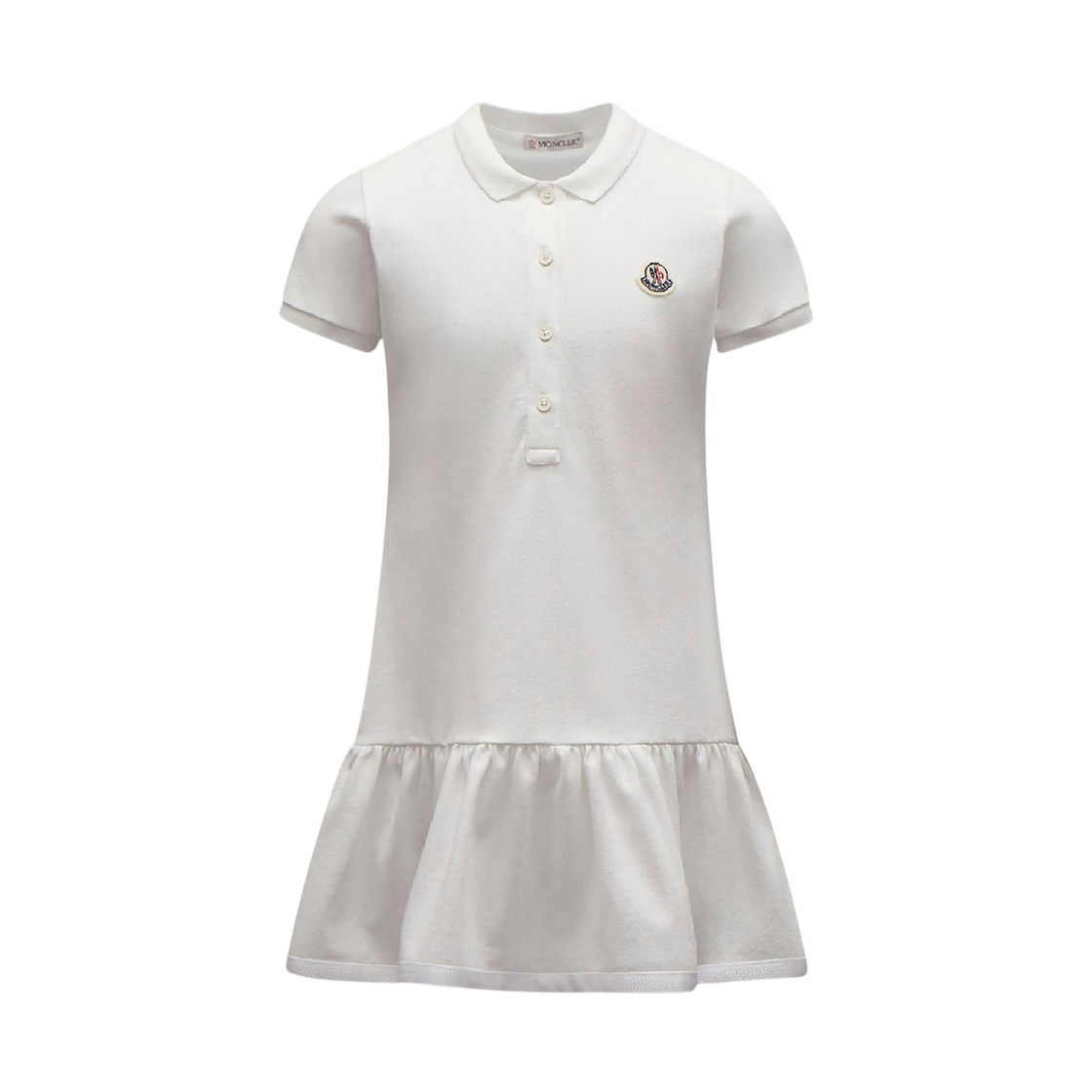 (키즈) 몽클레르 코튼 피케 폴로 셔츠 드레스 화이트 - 25SS((Kids) Moncler Cotton Piquet Polo Shirt Dress White - 25SS)