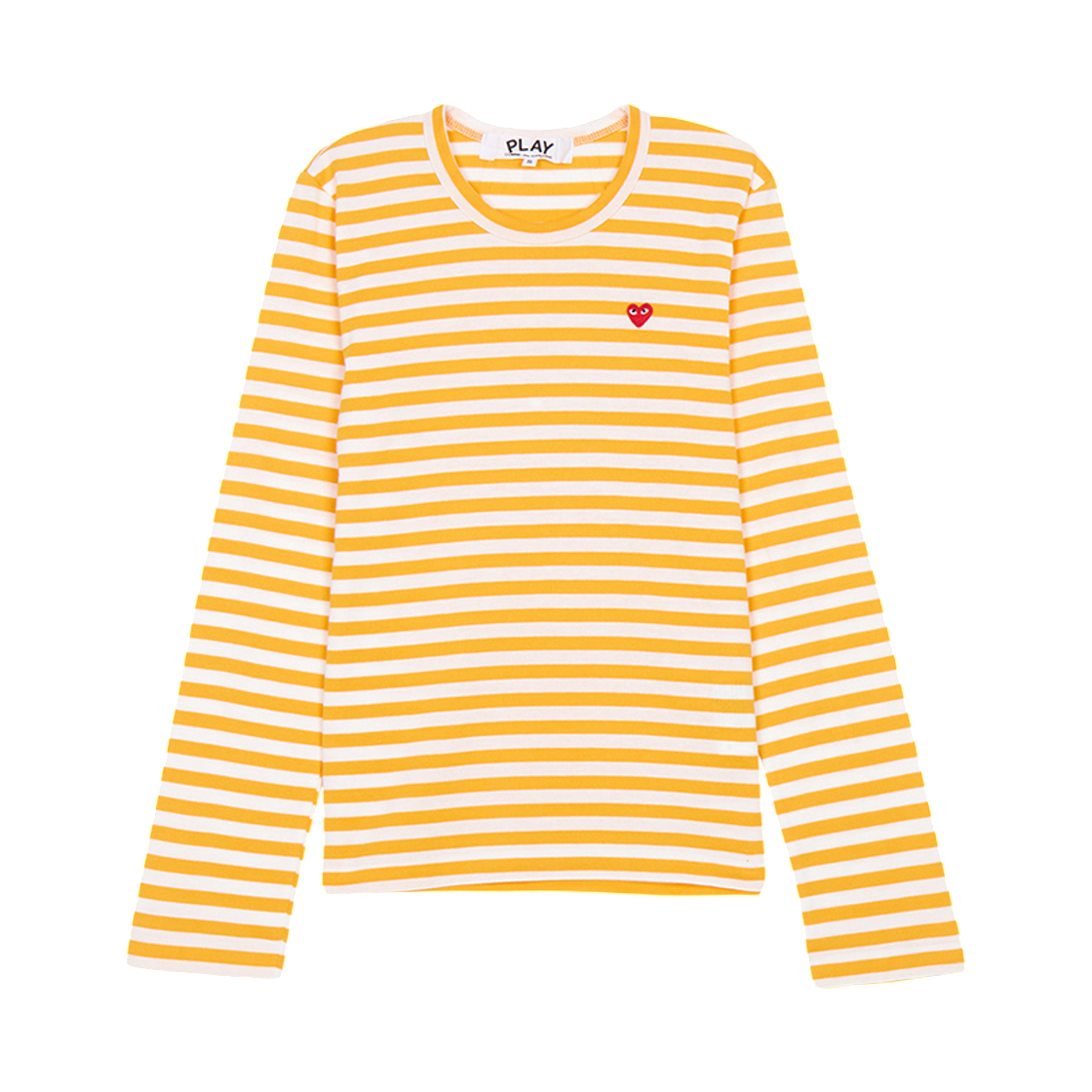 (W) 꼼데가르송 미니 레드와펜 스트라이프 롱슬리브 티셔츠 오렌지((W) Comme des Garcons Mini Redwappen Striped Long Sleeve T Shirt Orange)
