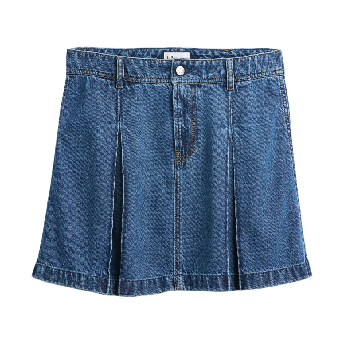 (W) 갭 × 샌디 리앙 플리츠 데님 미니 스커트 린스 블루((W) Gap × Sandy Liang Pleated Denim Mini Skirt Rinse Blue)