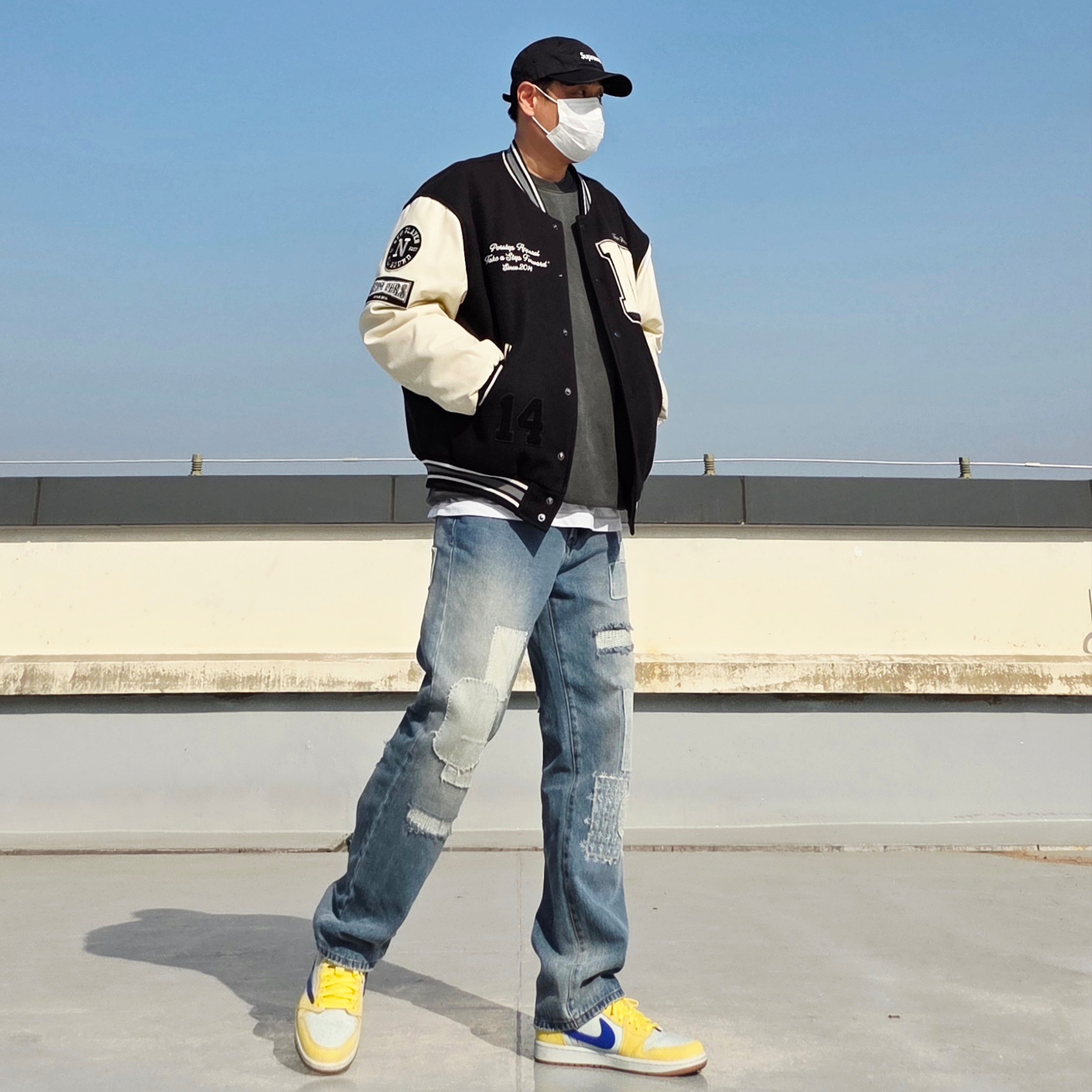 Supreme Washed Chino Twill Camp Cap Black, (W) Jordan 1 x Travis Scott Retro Low OG SP Canary 착용 스타일 - 3
