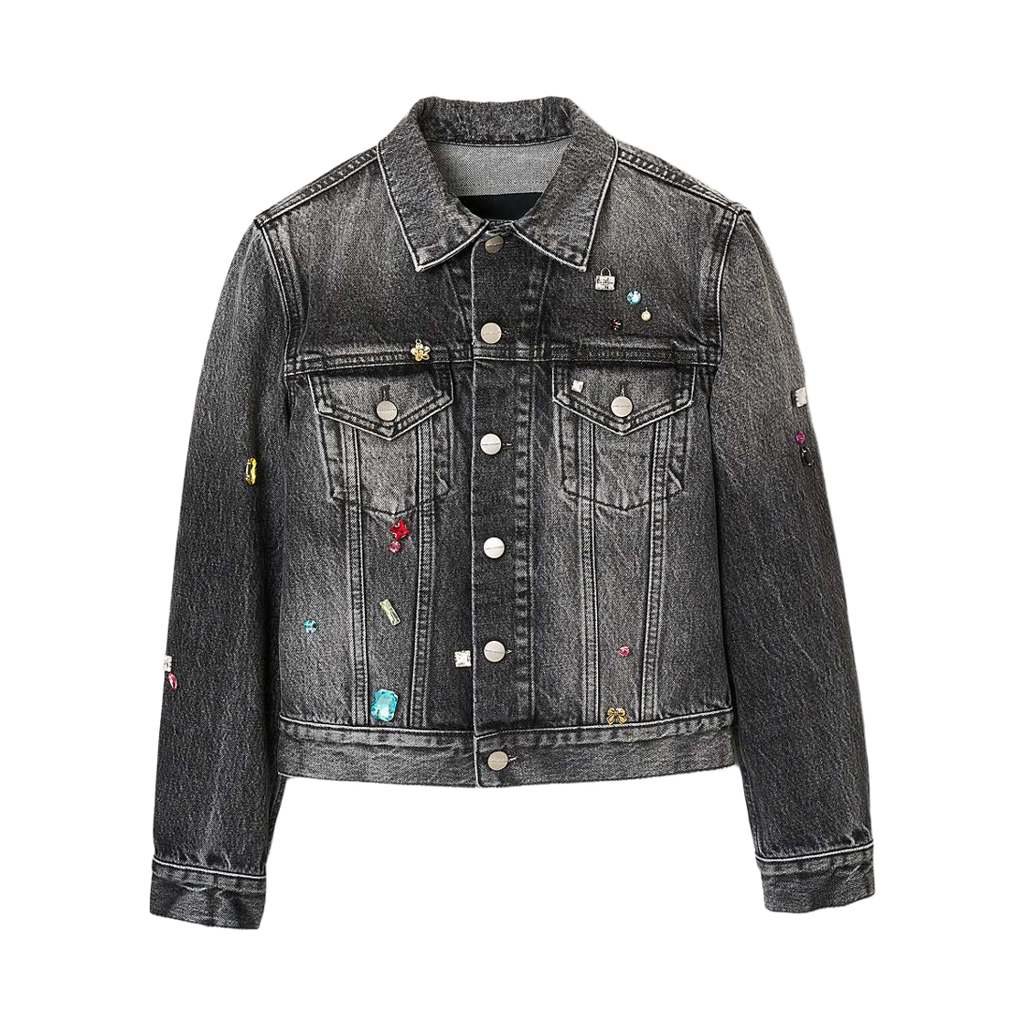 (W) 마크 제이콥스 젬 슈렁큰 트러커 블랙 멀티((W) Marc Jacobs Gem Shrunken Trucker Black Multi)