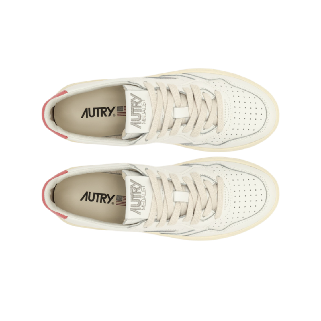 (W) 오트리 메달리스트 로우 레더 스니커즈 화이트 티로즈((W) Autry Medalist Low Leather Sneakers White Tearose) - 2