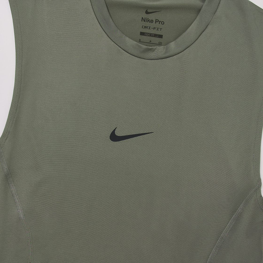 나이키 프로 드라이핏 타이트 피트니스 탑 라이트 아미 블랙 - 아시아(Nike Pro Dri-Fit Tight Fitness Top Light Army Black - Asia) - 3