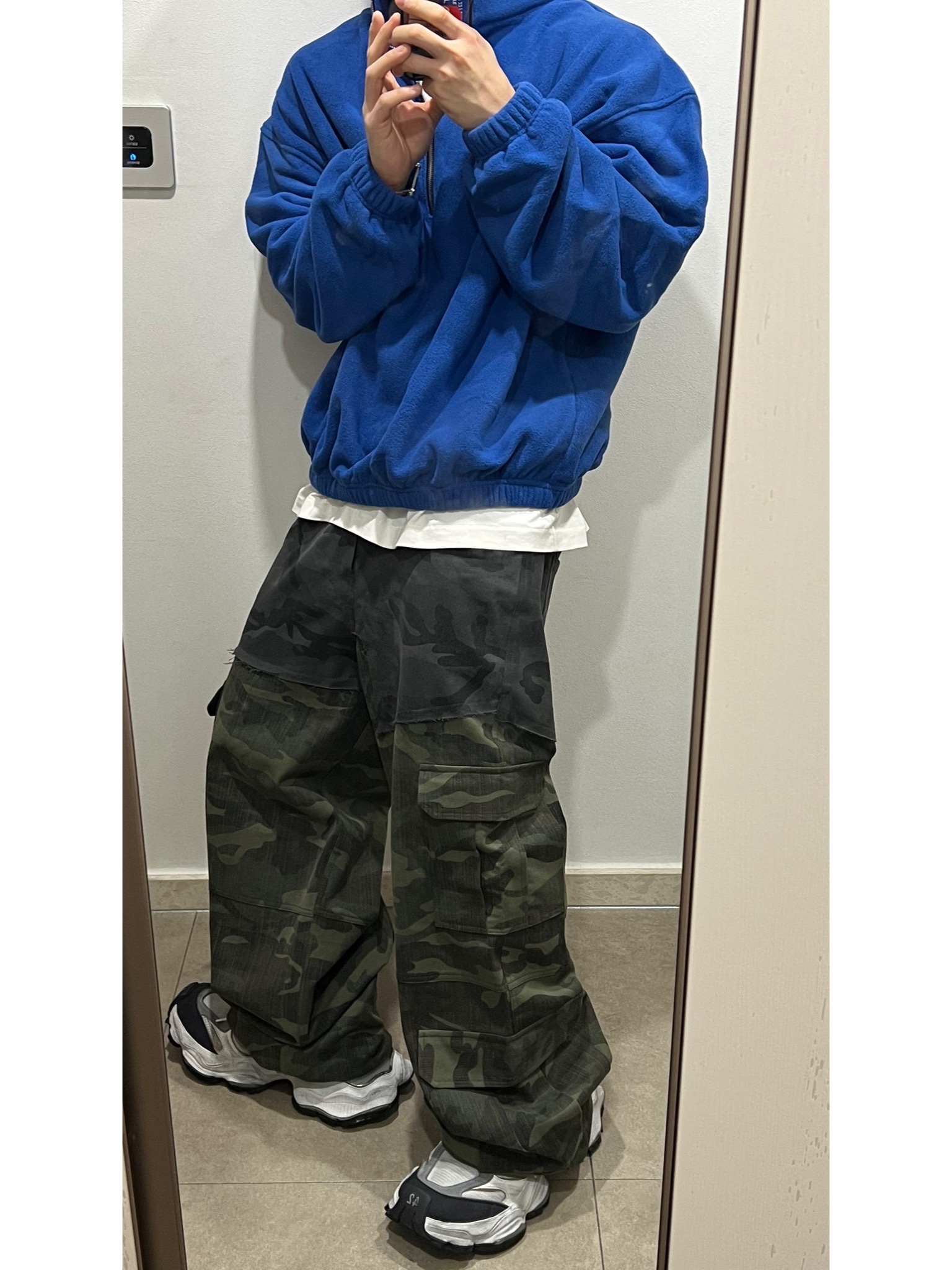 Nonnod Half Zip Fleece Blue, Nonnod Double Knee Cover Pants Vintage Black 착용 스타일 - 4