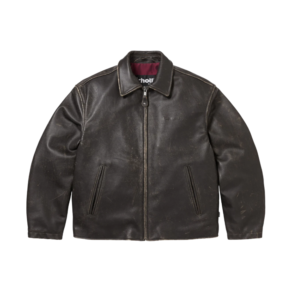 슈프림 x 쇼트 레더 레이서 자켓 블랙 - 25FW