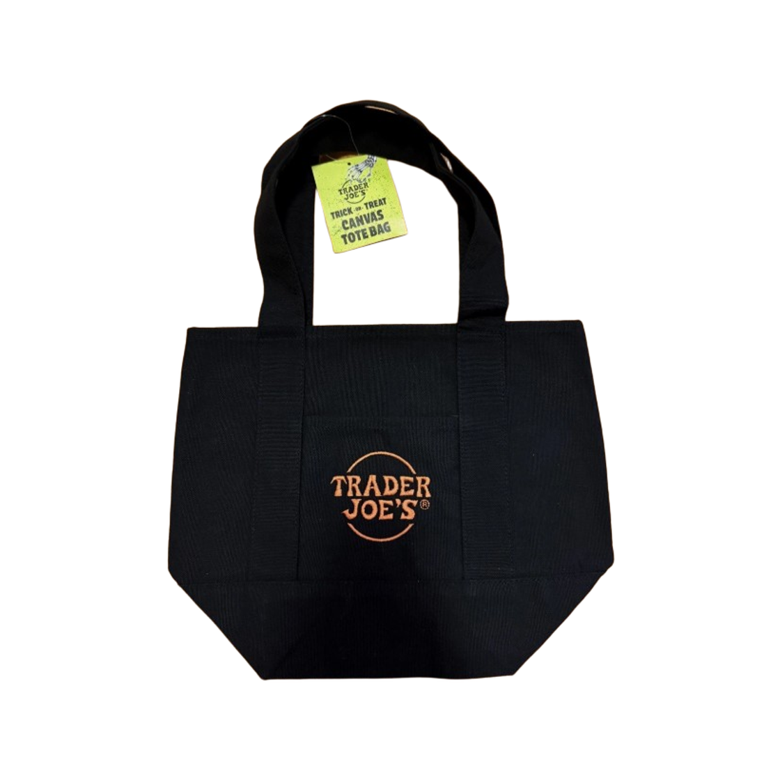 트레이더 조 할로윈 리미티드 에디션 트릭 오어 트릿 미니 캔버스 토트백 블랙(Trader Joe's Halloween Limited Edition Trick or Treat Mini Canvas Tote Bag Black)