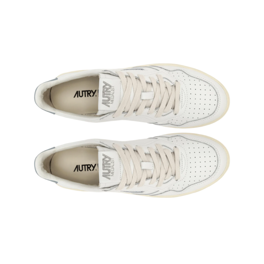 (W) 오트리 메달리스트 로우 레더 스니커즈 화이트 실버 블루((W) Autry Medalist Low Leather Sneakers White Silver Blue) - 2