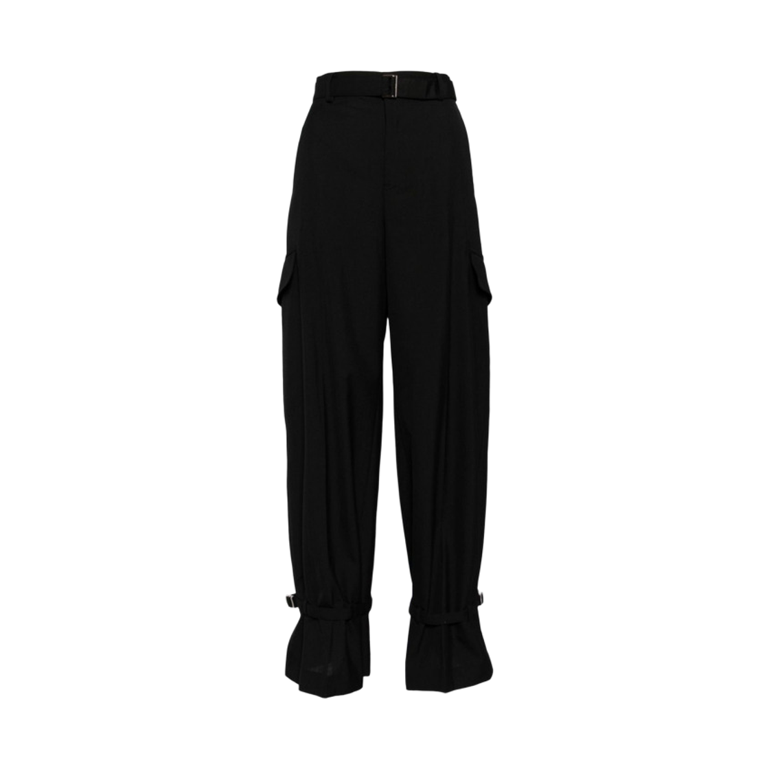 (W) 사카이 벨티드 테일러드 트라우저 블랙((W) Sacai Belted Tailored Trousers Black)