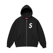 Supreme S Logo Zip Up Hooded Sweatshirt Black - 25FW