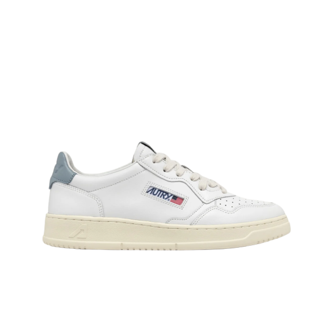 (W) 오트리 메달리스트 로우 레더 스니커즈 화이트 실버 블루((W) Autry Medalist Low Leather Sneakers White Silver Blue) - 1