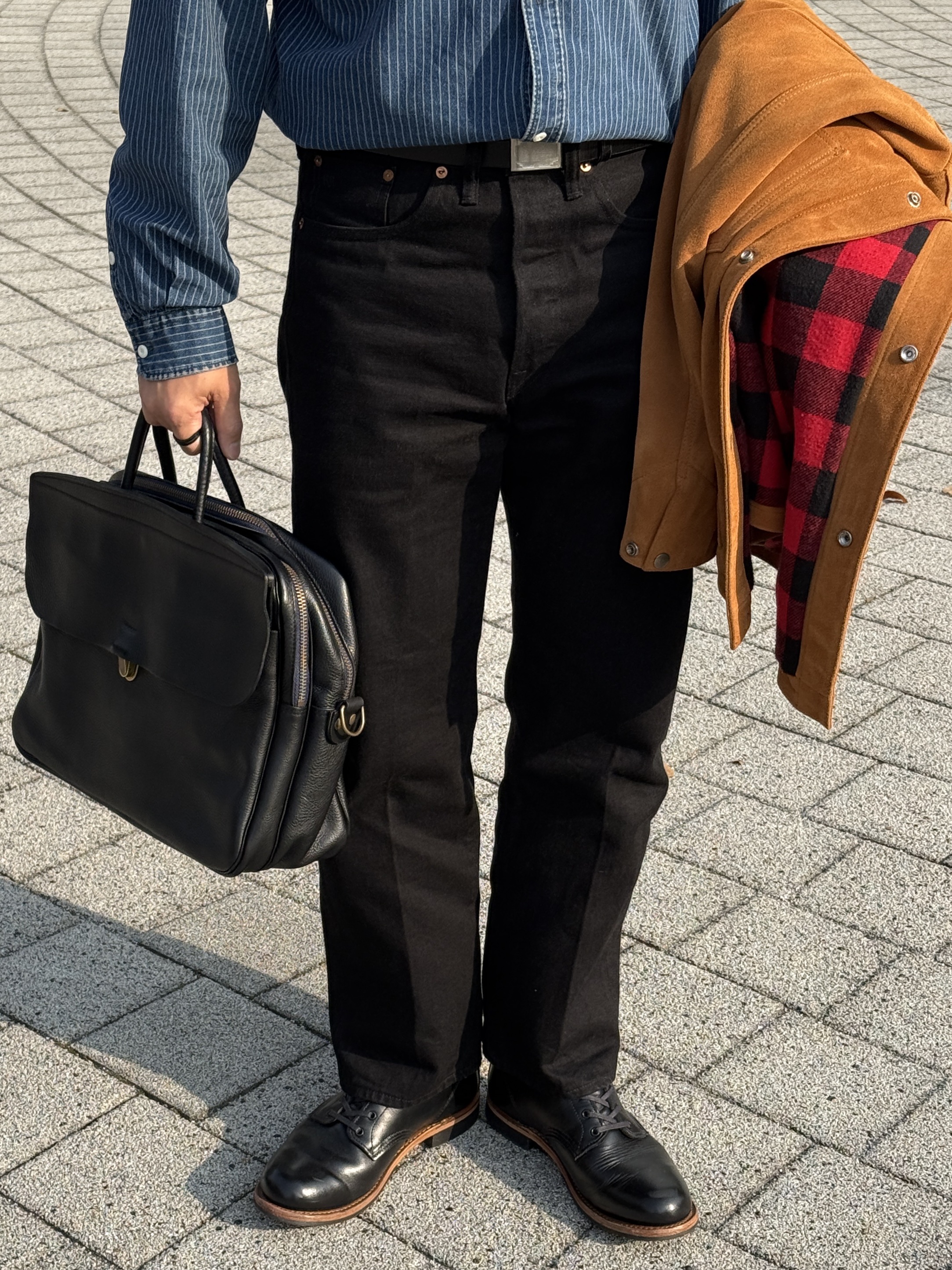 Alden 9901 Cordovan Plain Toe Blucher Oxford Black - E, Red Wing Beckman 9423 Black Excalibur - D 착용 스타일 - 5