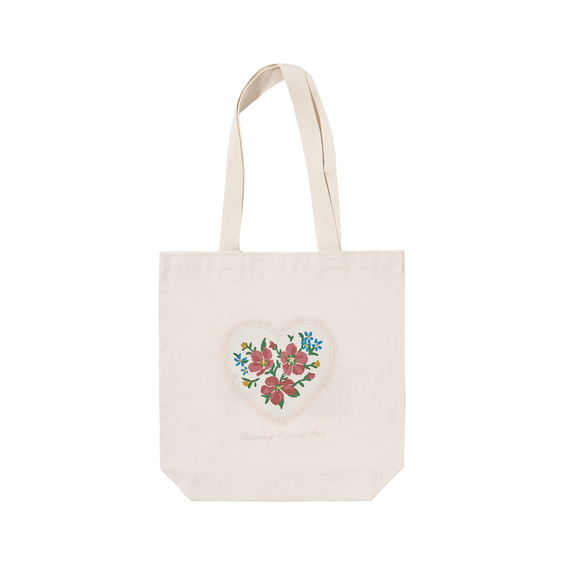 SFX2BG723AIV The Saturday Evening Post Lace Flower Graphic Eco Bag