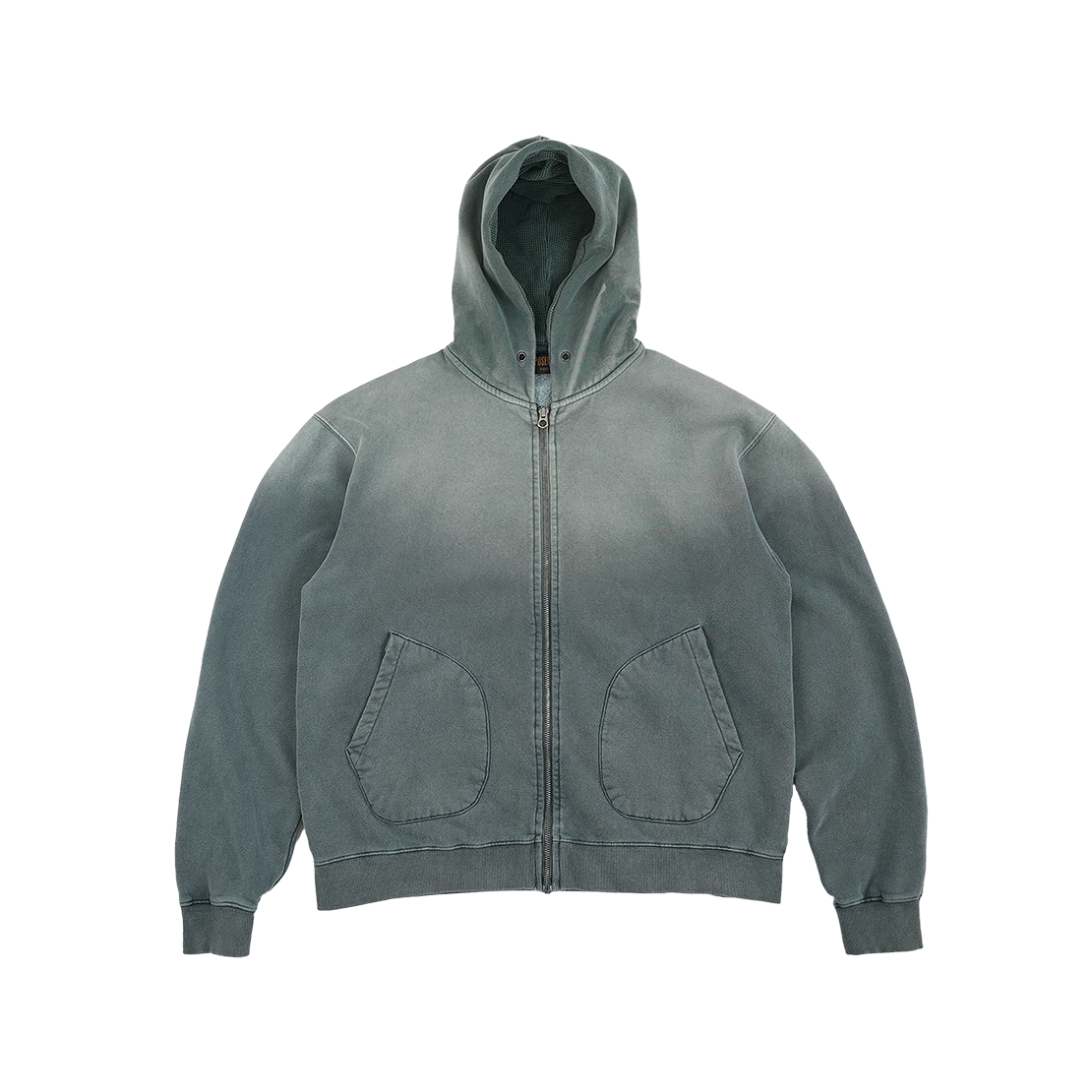 피오에스알 오버다이드 써멀 집 후디 페이디드 그린(POSR Overdyed Thermal Zip Hoodie Faded Green)