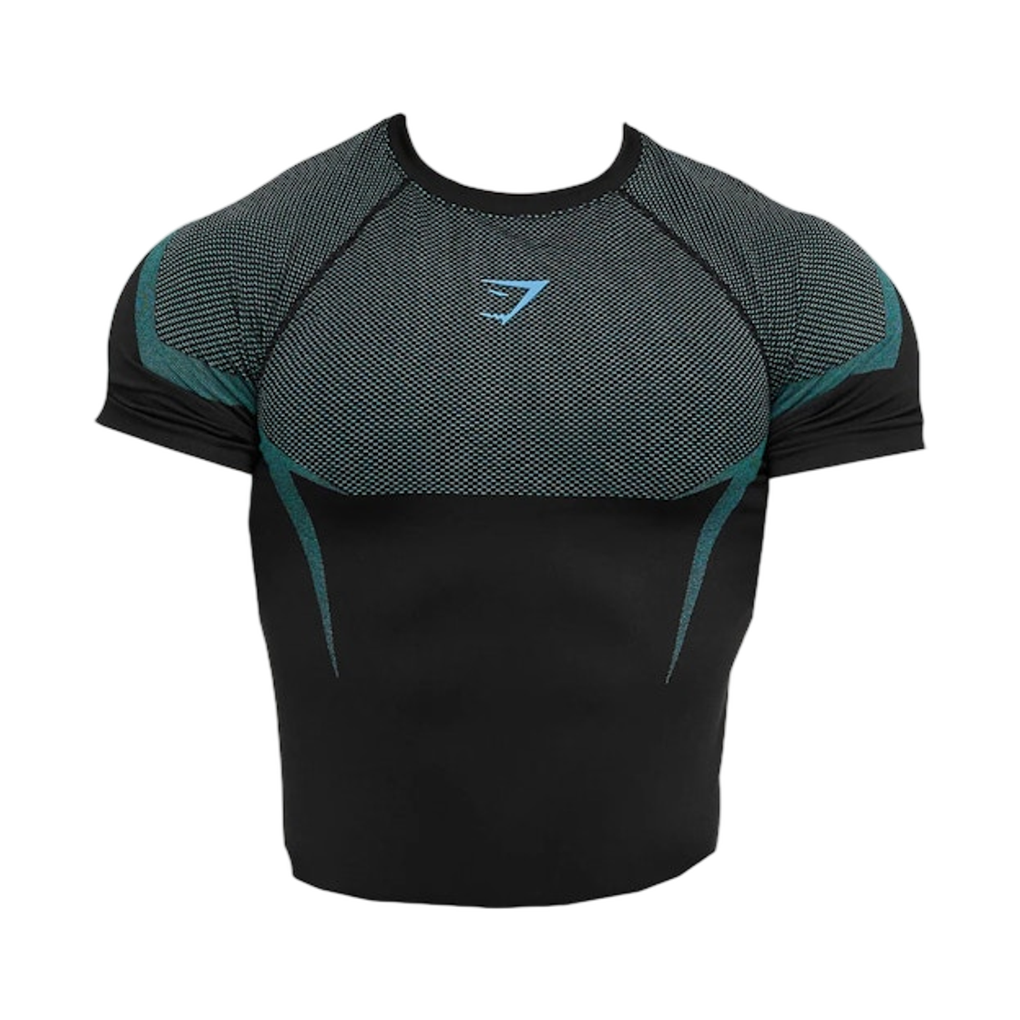 짐샤크 오닉스 5.0 심리스 머슬 핏 티셔츠 블랙 브랜드 블루(Gymshark Onyx 5.0 Seamless Muscle Fit T-Shirt Black Brand Blue)