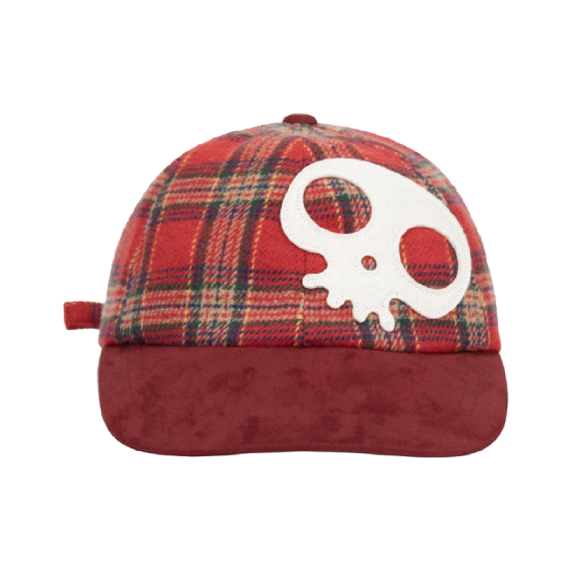 산시 스컬 패치드 플란넬 캡 레드(SANSI Skull Patched Flannel Cap Red)