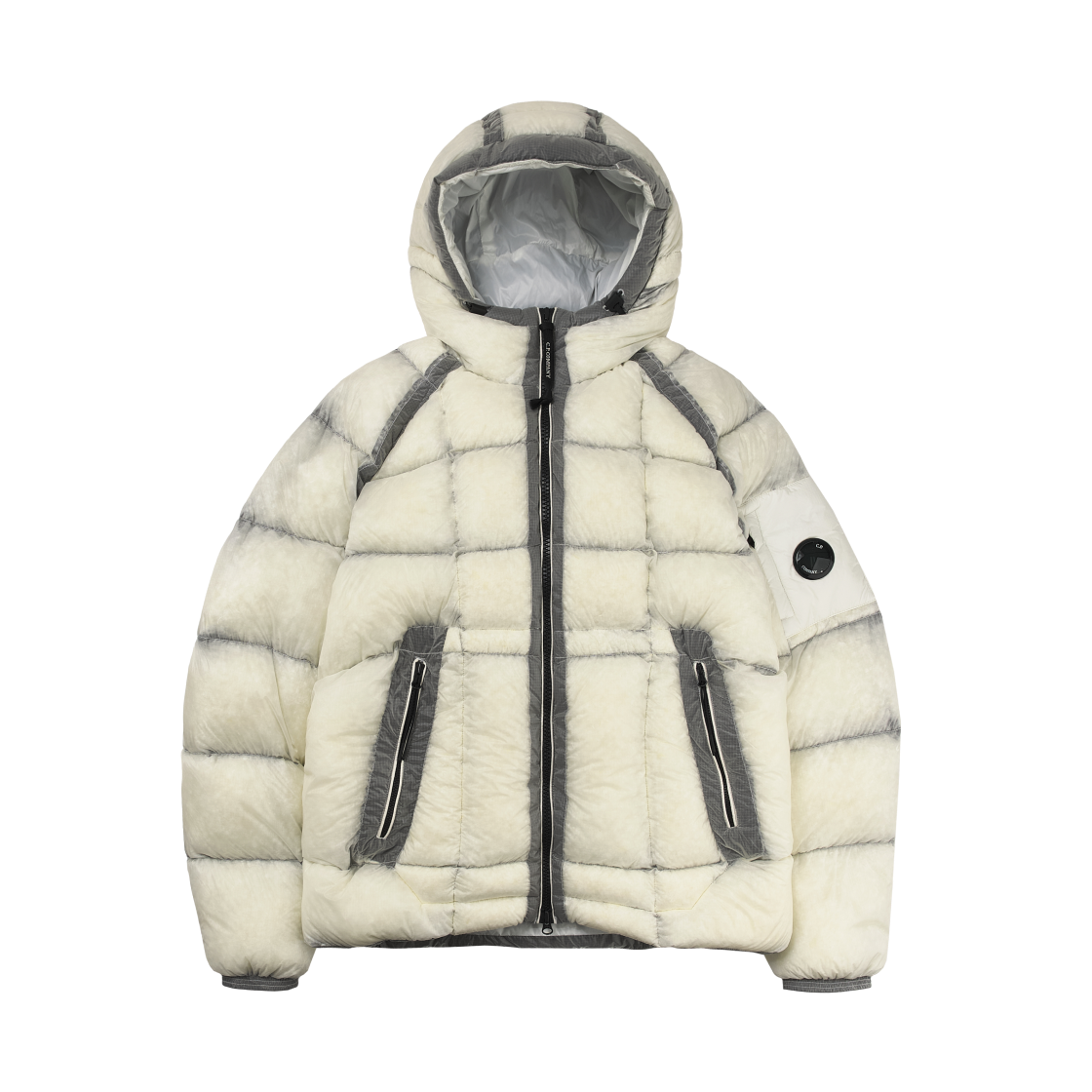 C.P. 컴퍼니 D.D. 쉘 후드 다운 자켓 거즈 화이트 - 25/26FW(C.P. Company D.D. Shell Hooded Down Jacket Gauze White - 25/26FW)