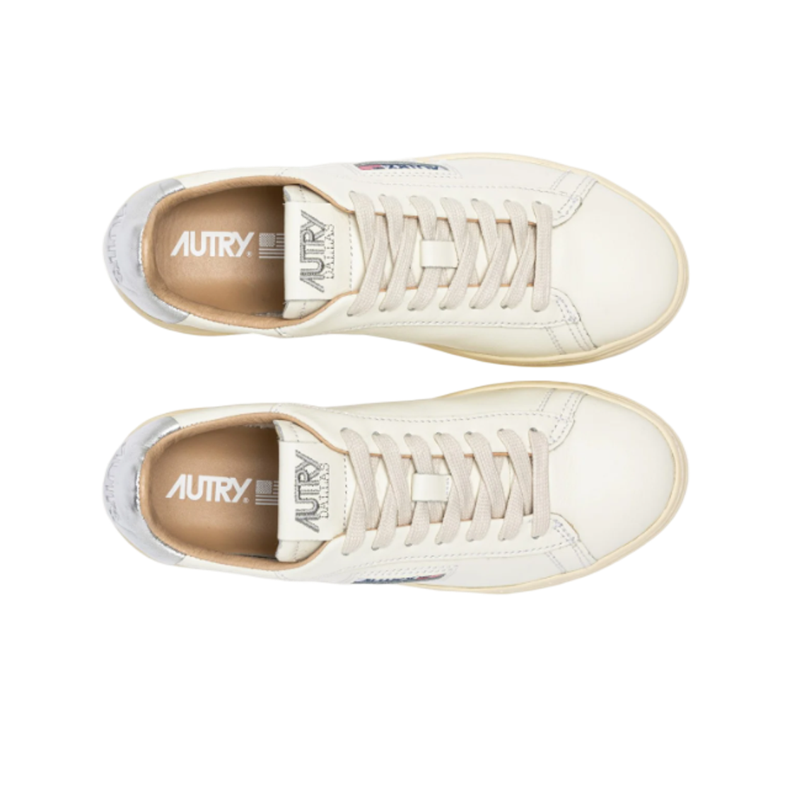 (W) 오트리 달라스 로우 레더 스니커즈 화이트 실버((W) Autry Dallas Low Leather Sneakers White Silver) - 2