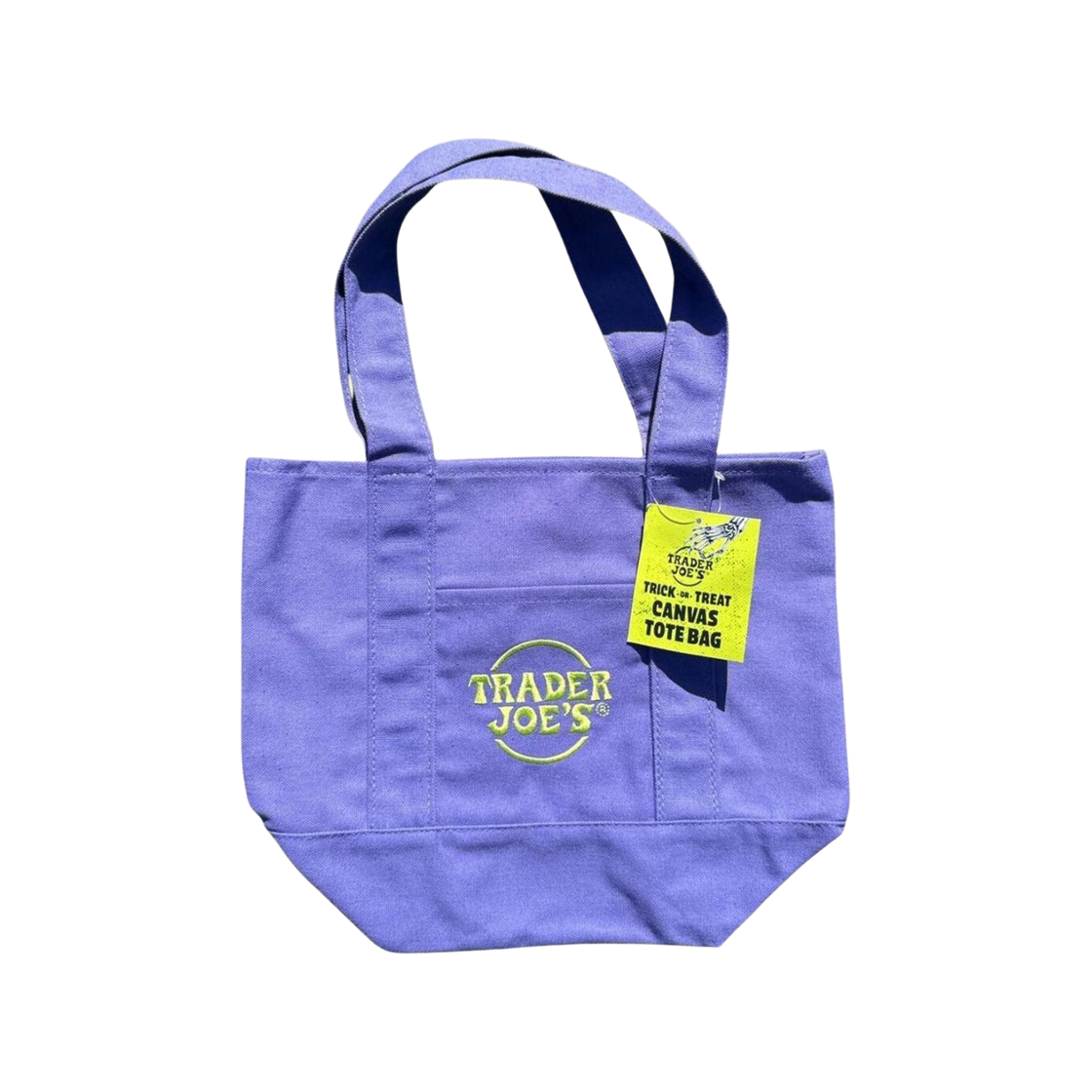 트레이더 조 할로윈 리미티드 에디션 트릭 오어 트릿 미니 캔버스 토트백 퍼플(Trader Joe's Halloween Limited Edition Trick or Treat Mini Canvas Tote Bag Purple)