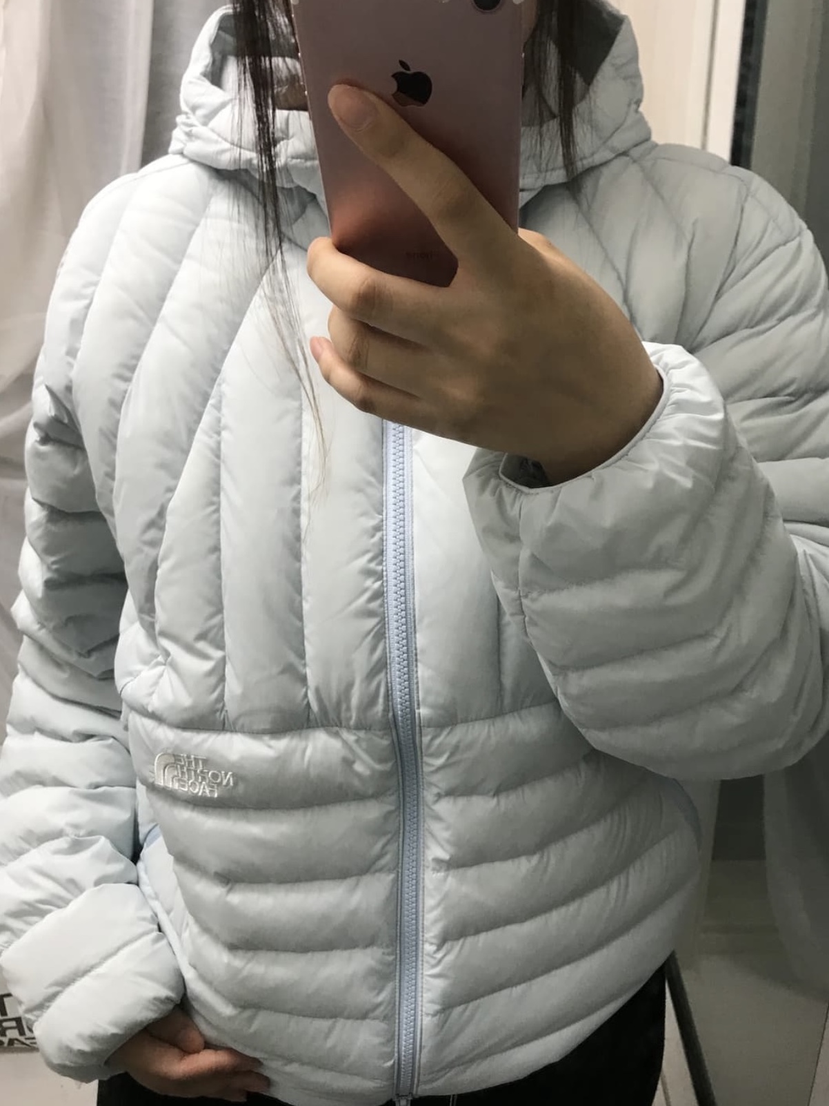 The North Face Coreline Down Jacket Light Blue - 25FW, The North Face Ventus On Jacket Silver 착용 스타일
