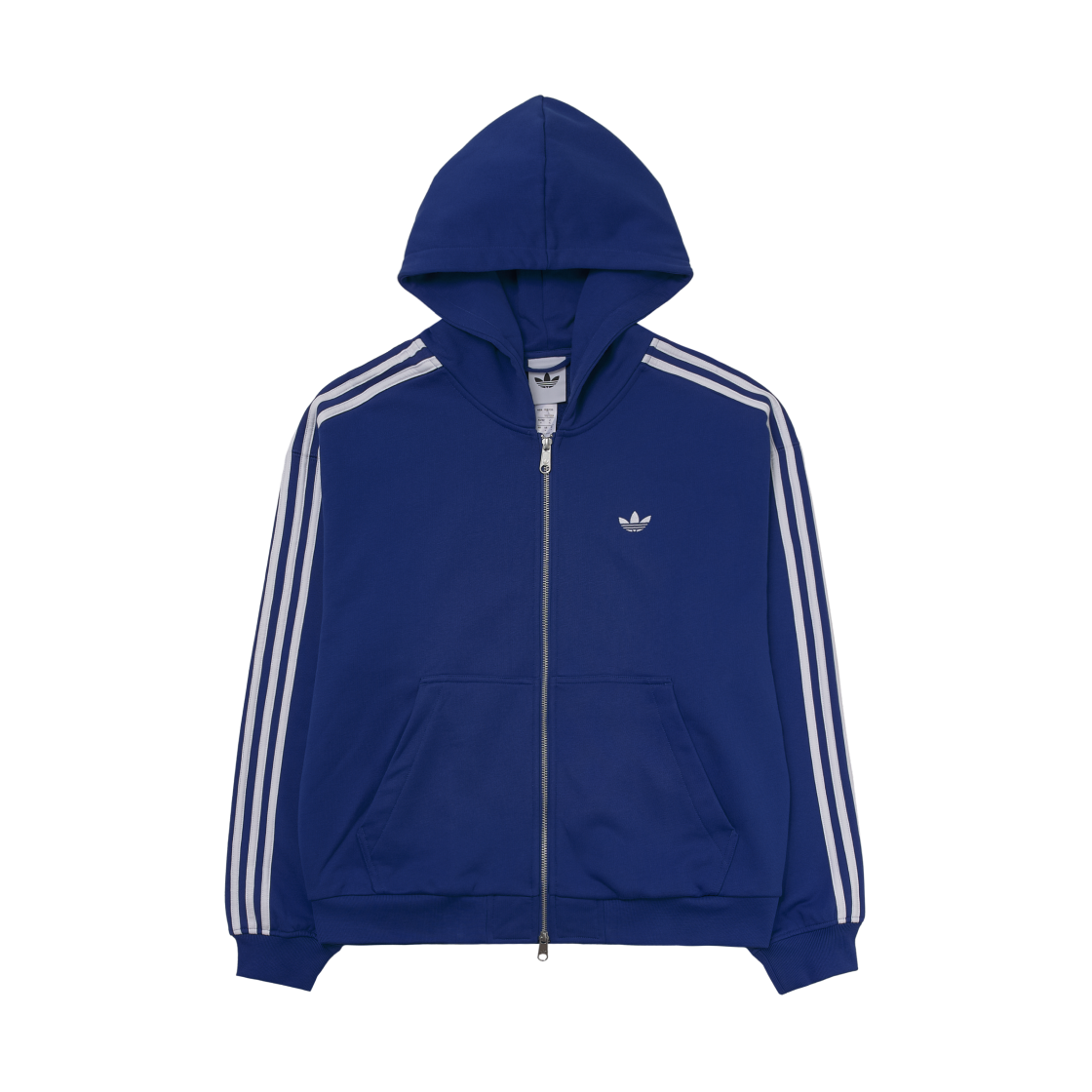 아디다스 삼선 풀집 후드 로얄 블루 화이트 - KR 사이즈(Adidas 3-Stripes Full-Zip Hoodie Royal Blue White - KR Sizing)