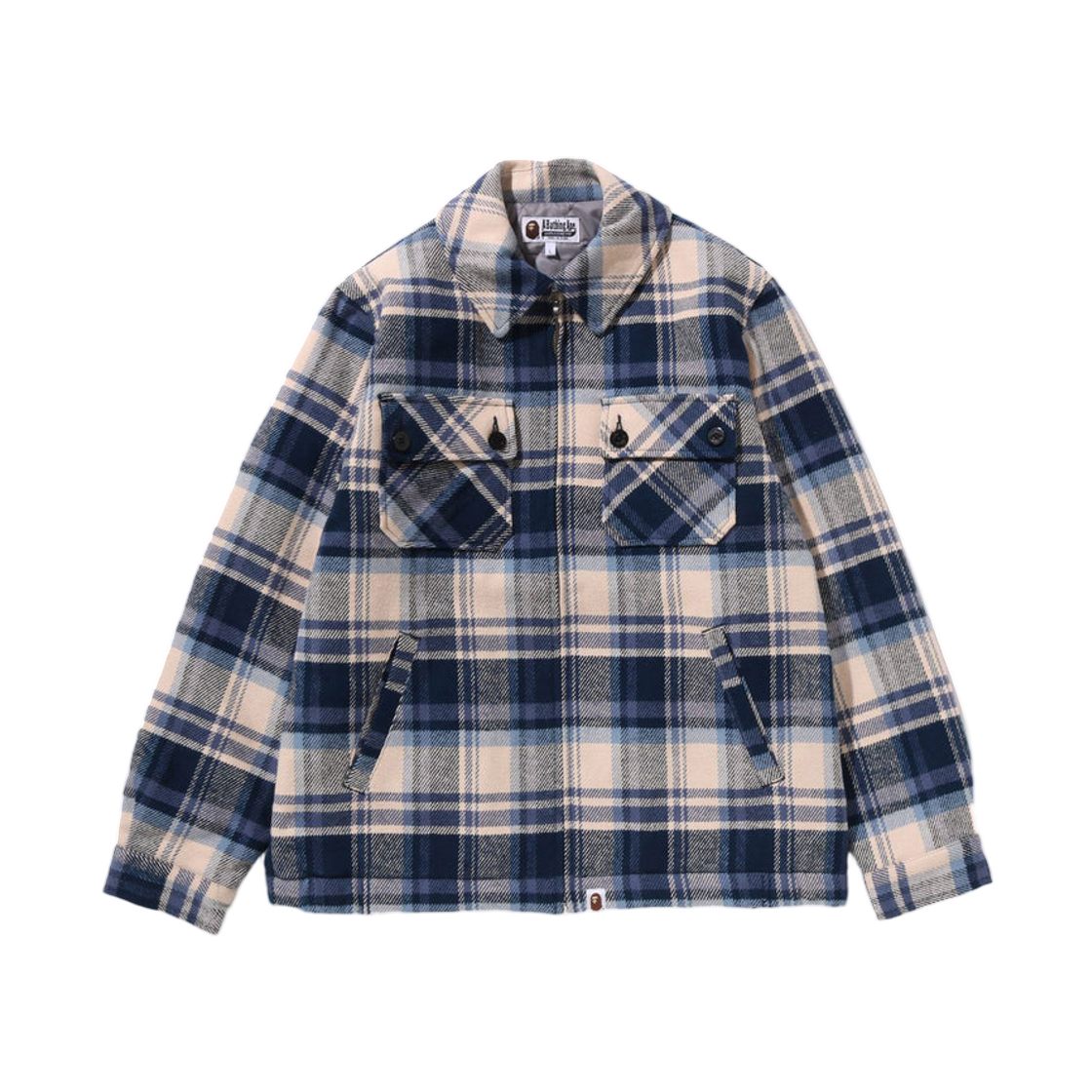 - BAPE Check CPO Zip Jacket Navy