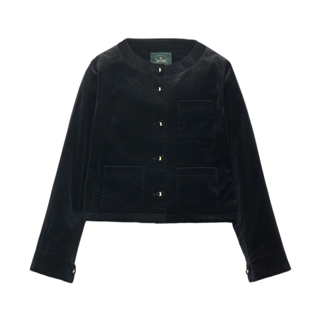 (W) 더 바넷 클래시 벨벳 카라리스 자켓 블랙((W) The Barnnet Classy Velvet Collarless Jacket Black)
