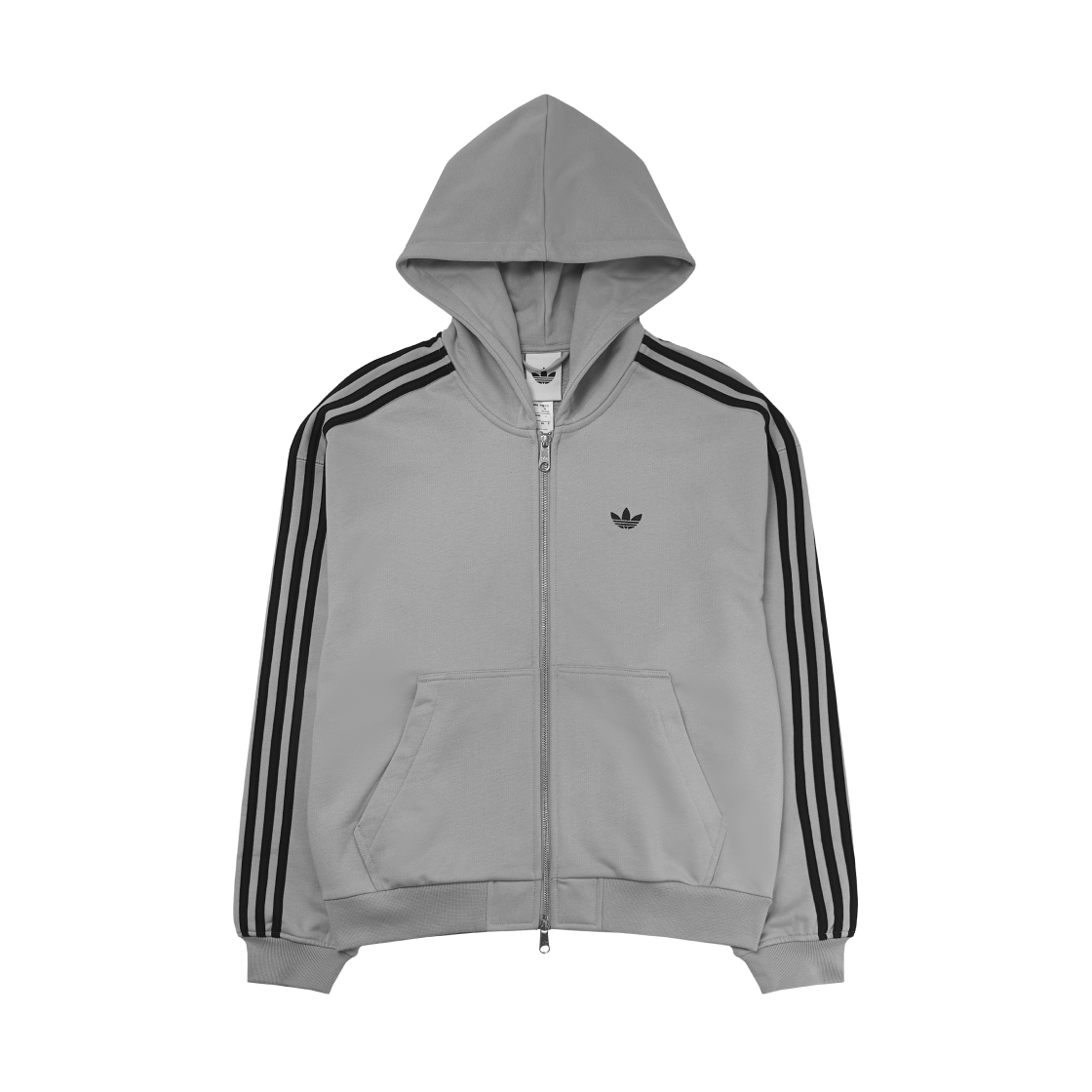 아디다스 삼선 풀집 후드 그레이 블랙 - KR 사이즈(Adidas 3-Stripes Full-Zip Hoodie Grey Black - KR Sizing)