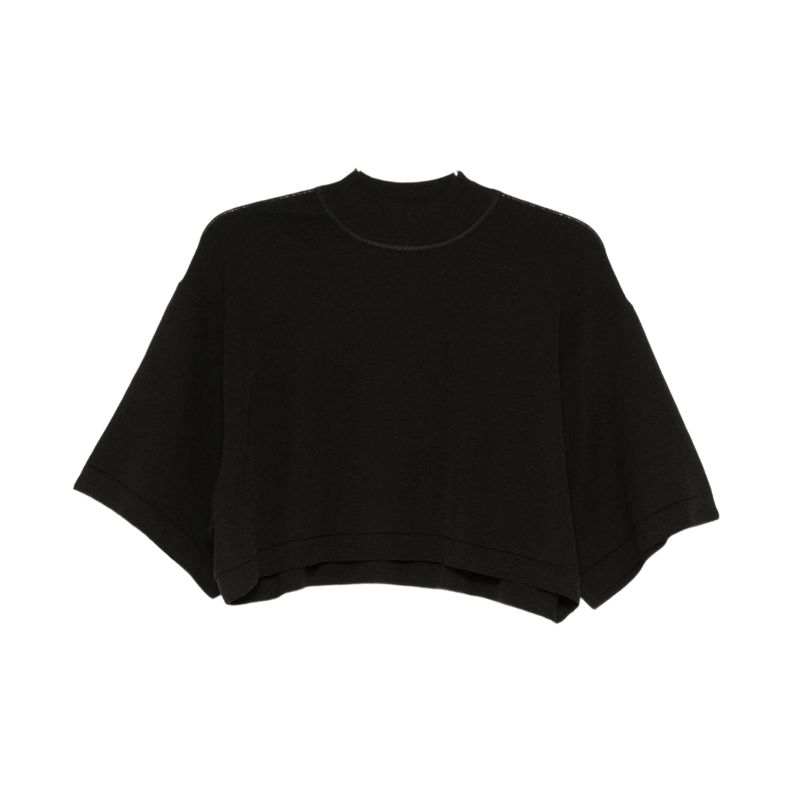 (W) 알라이아 니트 크롭 탑 블랙((W) Alaia Knitted Cropped Top Black)
