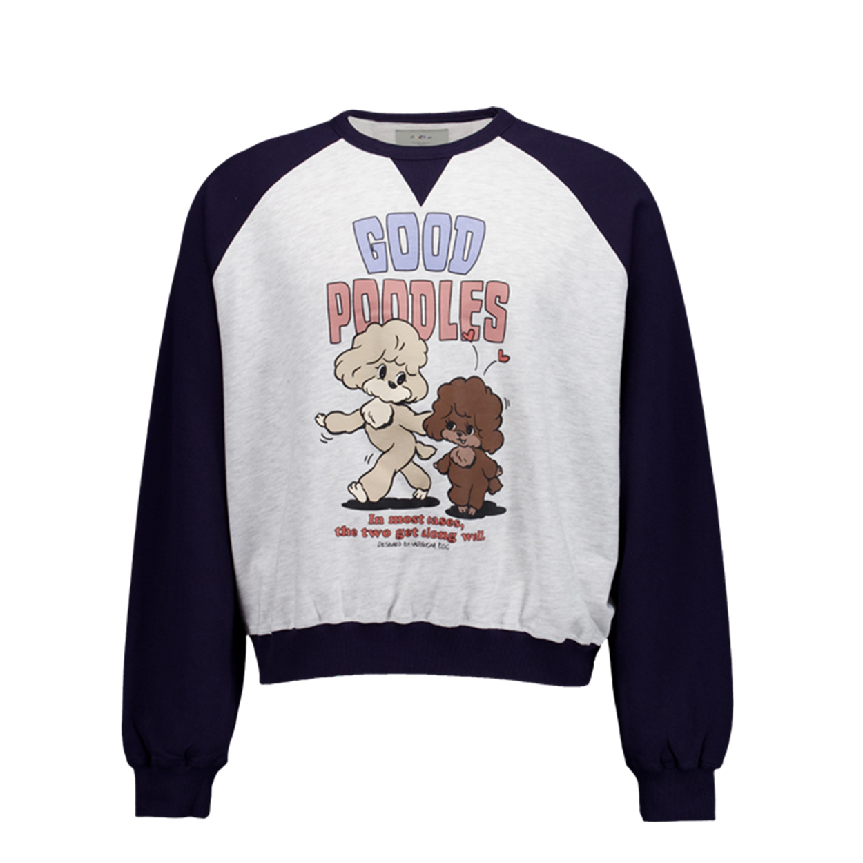 UMCPOCGPMLN Undermycar POC Good Poodles Raglan Crewneck L.Melange/Navy
