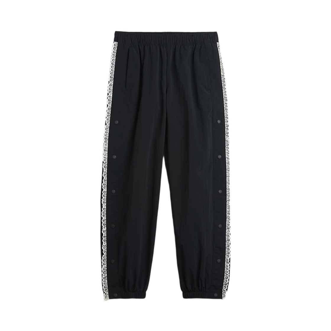(W) 갭 × 샌디 리앙 레이스 트림 트랙 팬츠 트루 블랙((W) Gap × Sandy Liang Lace-Trim Track Pants True Black)