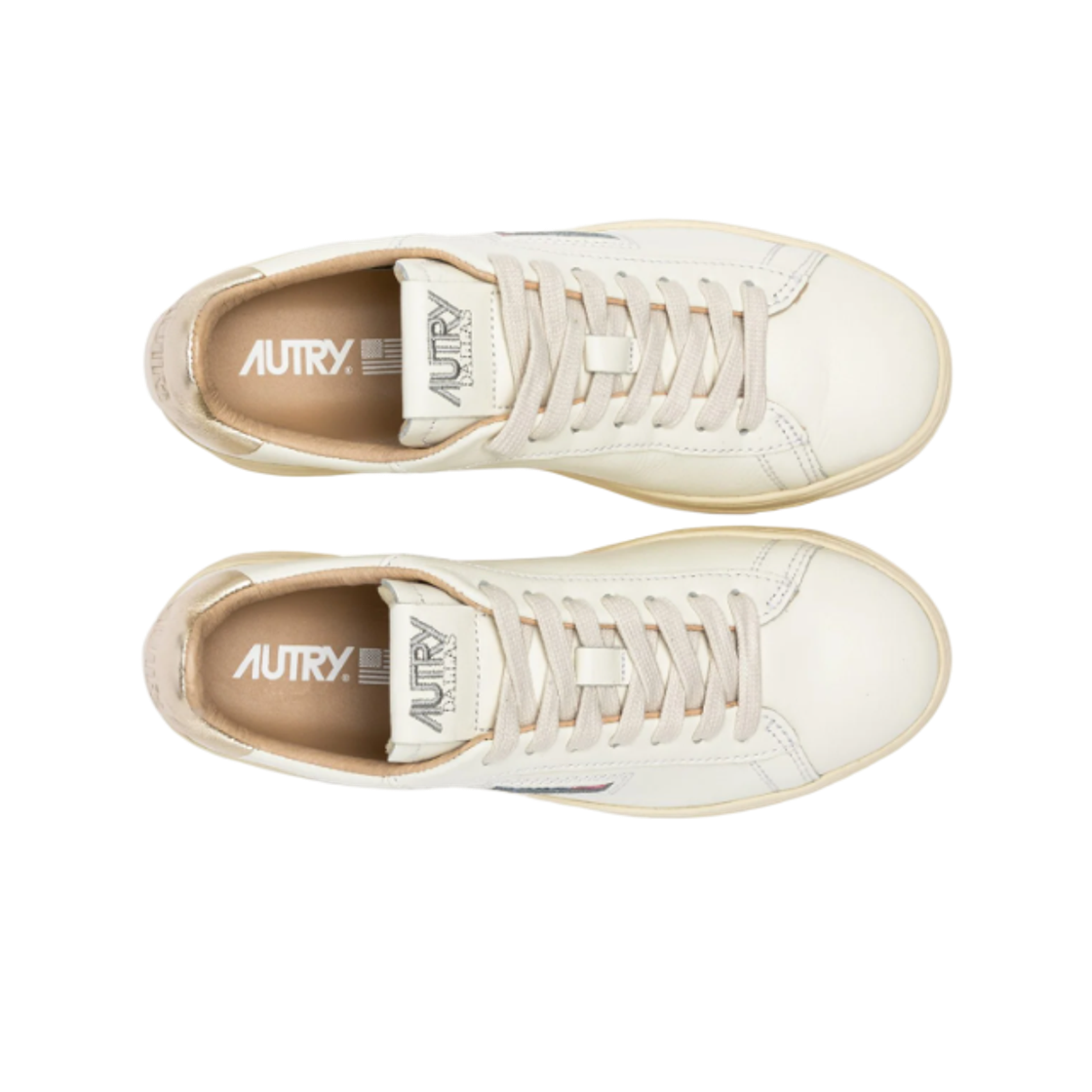 (W) 오트리 달라스 로우 레더 스니커즈 화이트 골드((W) Autry Dallas Low Leather Sneakers White Gold) - 2