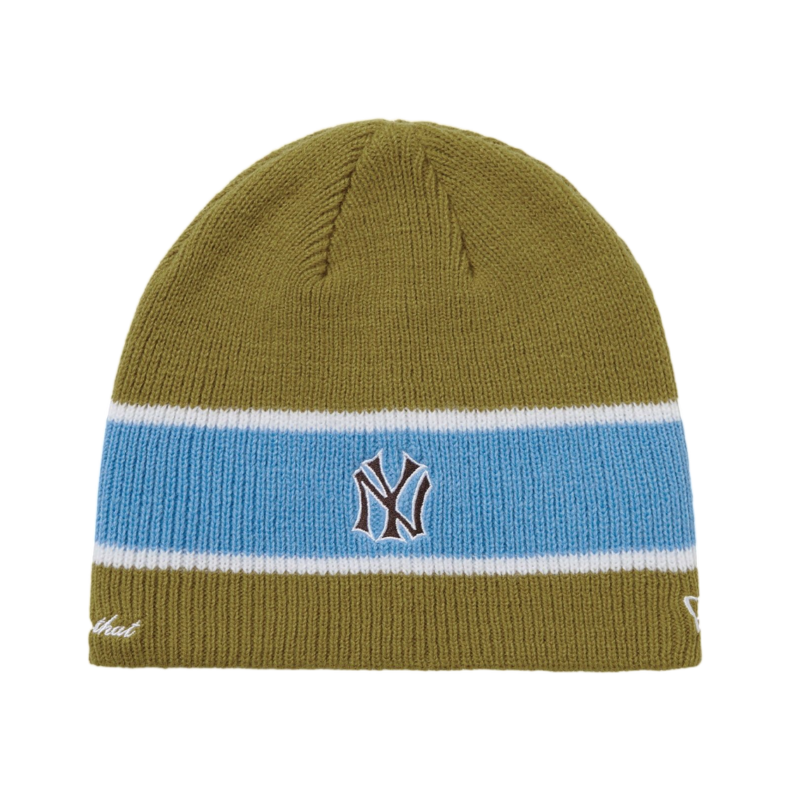 NE253KHWBE01OLV Thisisneverthat x New Era New York Yankees Stripe Beanie Olive