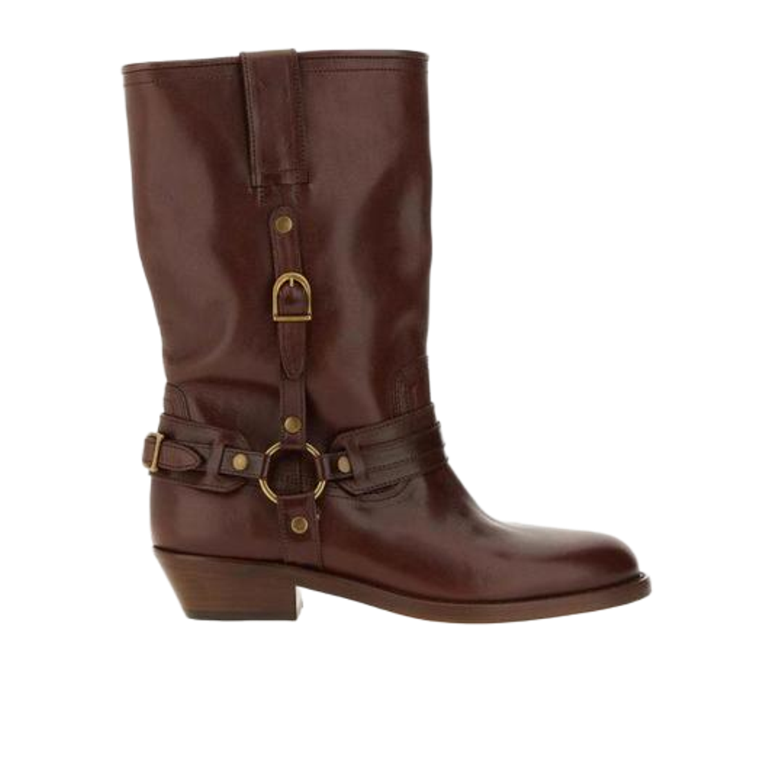 BO0192FA-C1A22S-50BW (W) Isabel Marant Heiko Leather Camargue Boots with Straps Brown