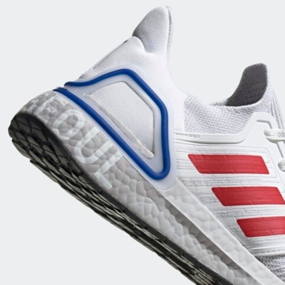 Adidas Ultra Boost 20 Cloud White Glory Red 착용 스타일 - 6
