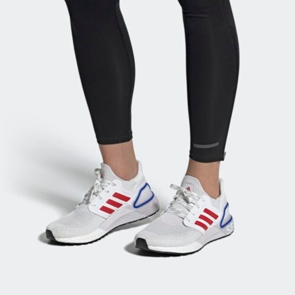 Adidas Ultra Boost 20 Cloud White Glory Red 착용 스타일 - 9