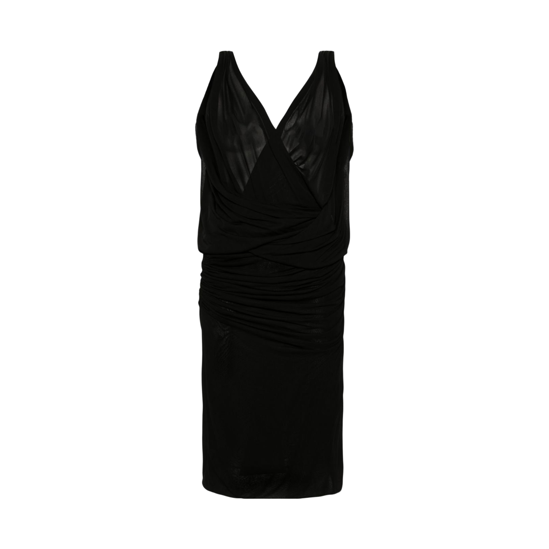 779418-Y096Q-1000 (W) Saint Laurent V-Neck Midi Dress Black