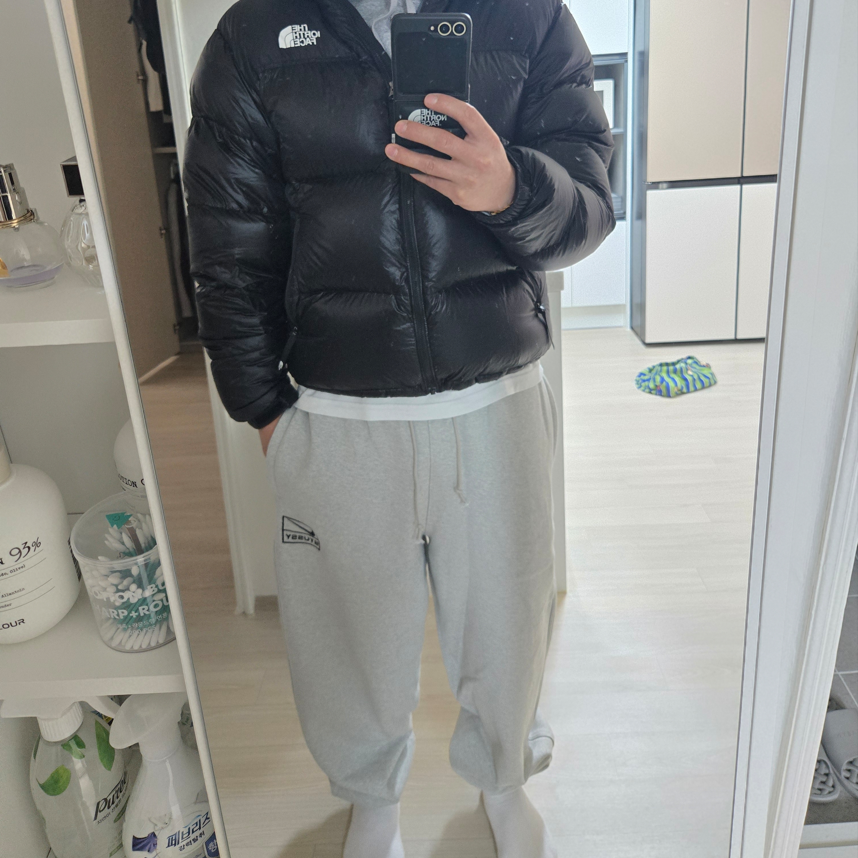 Nike x Stussy Fleece Pants Grey Heather (FN5231-050) 착용 스타일