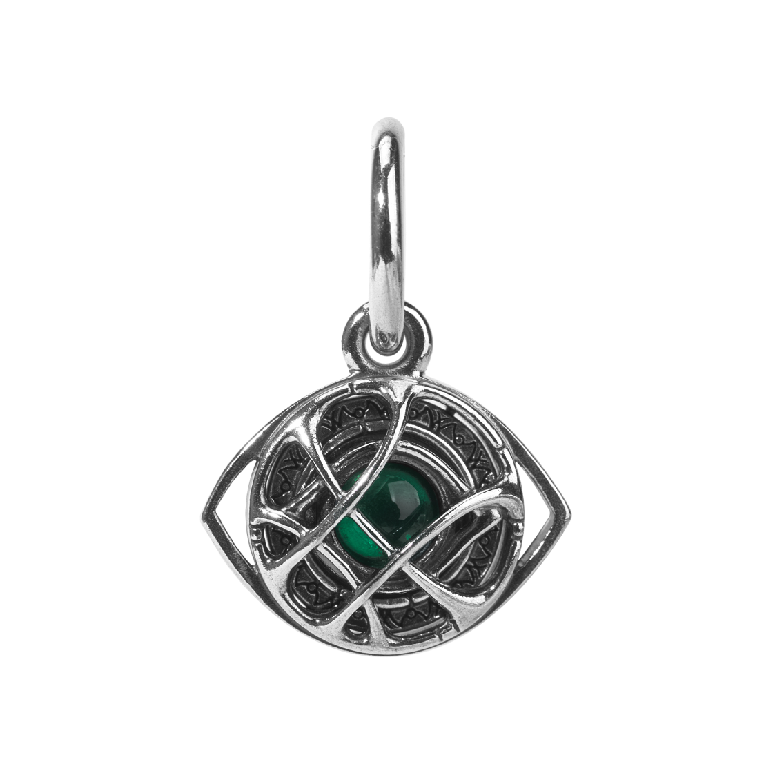 (W) 판도라 마블 닥터 스트레인지 아가모토 아이 댕글 참 스털링 실버 그린((W) Pandora Marvel Doctor Strange Agamotto Eye Dangle Charm Sterling Silver Green)