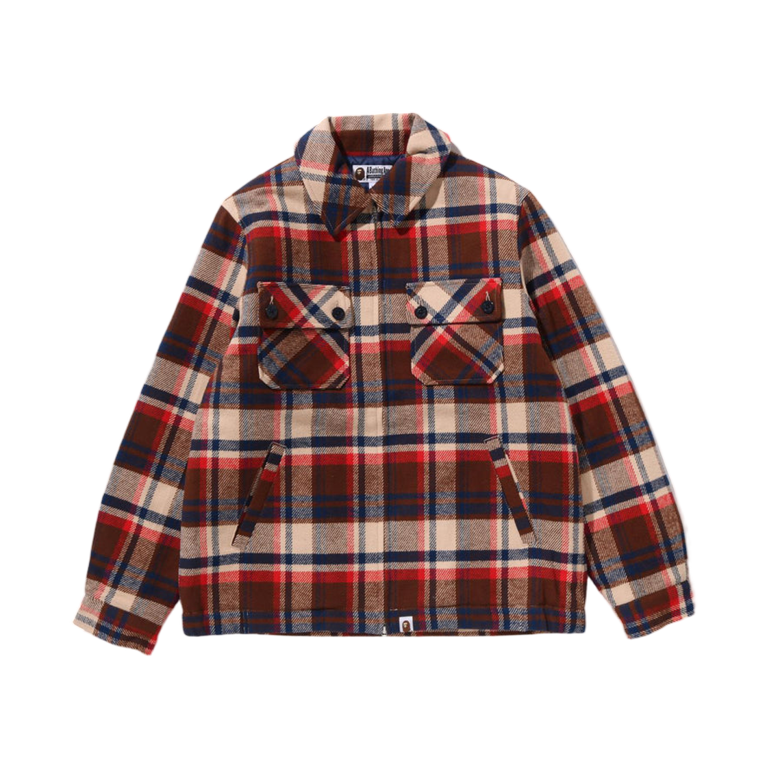 - BAPE Check CPO Zip Jacket Red
