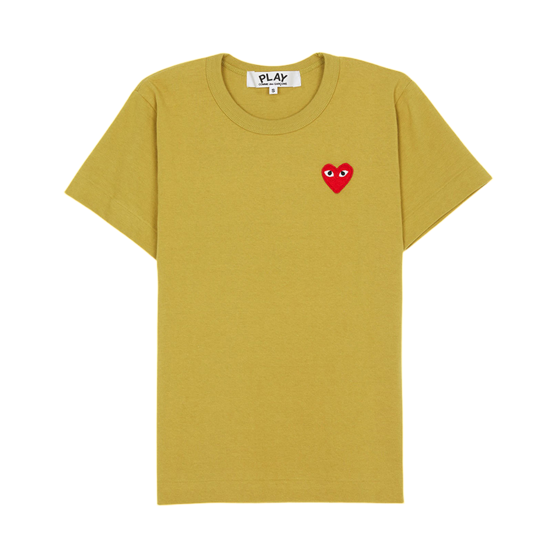 (W) 플레이 꼼데가르송 레드와펜 숏 슬리브 티셔츠 머스타드((W) Play Comme des Garcons Redwappen Short Sleeve Shirt Mustard)