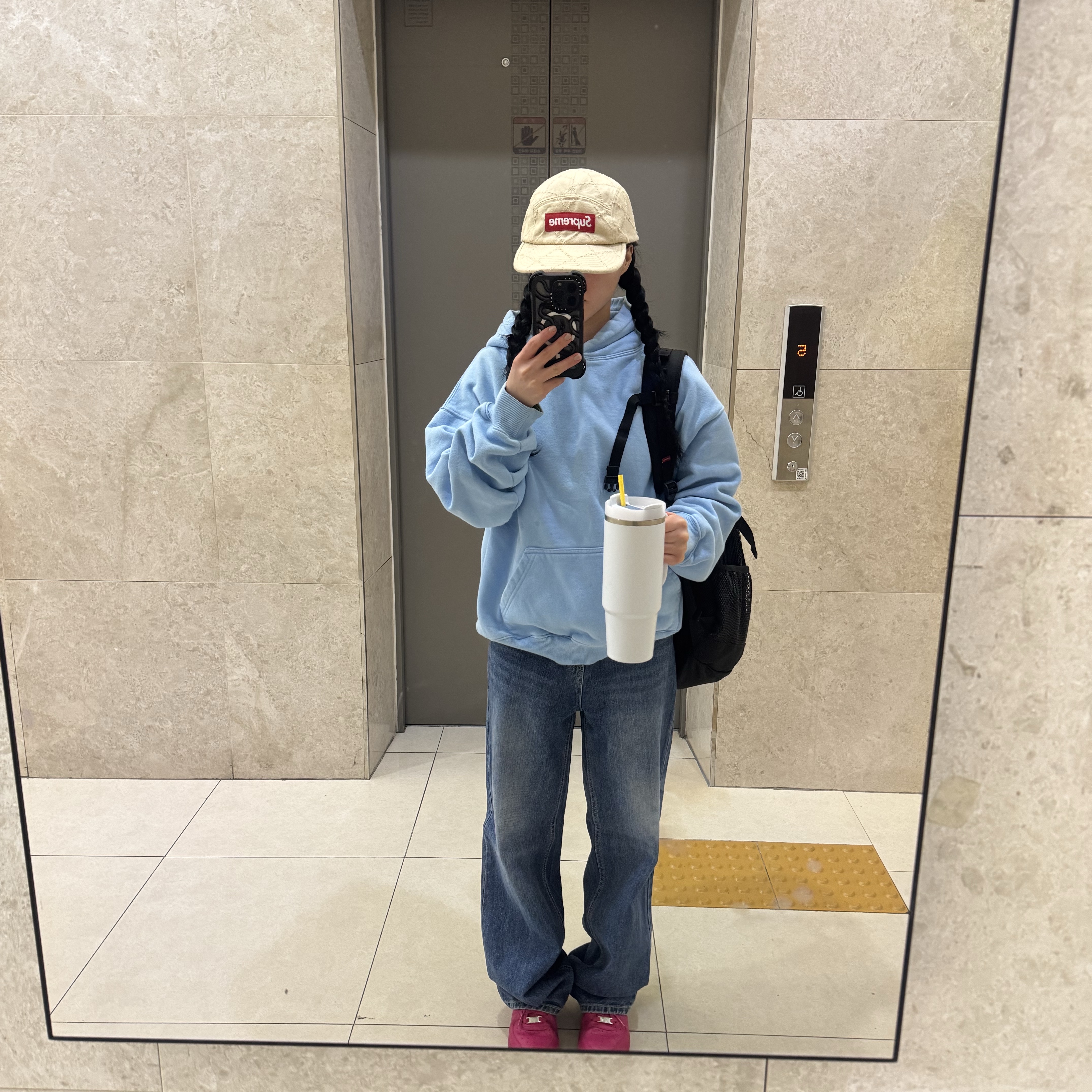IAB Studio Hoodie Sky Blue Lemon, (W) Nike Air Force 1 '07 Fireberry Fierce Pink 착용 스타일 - 1