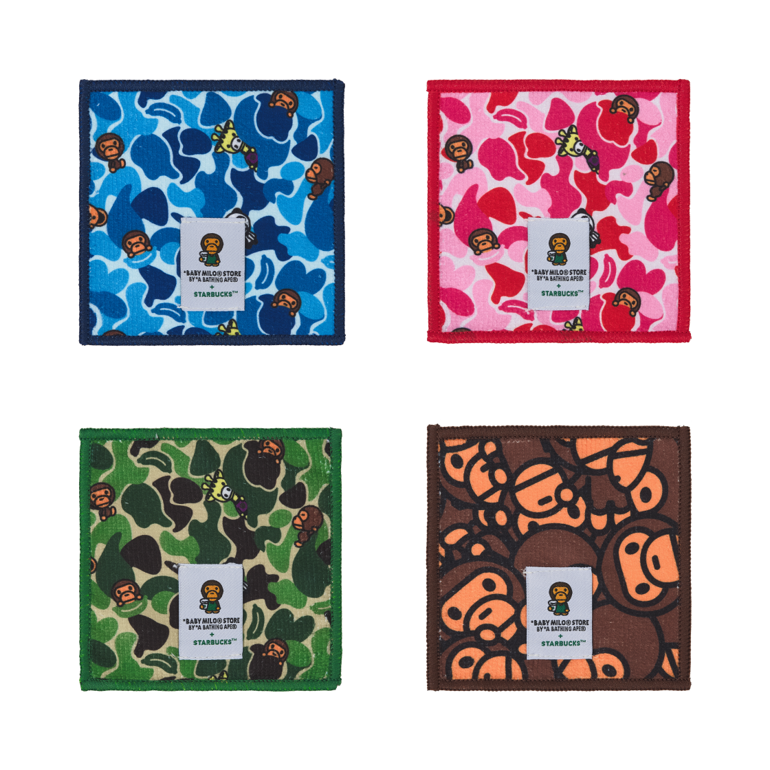 스타벅스 x 베이프 베이비 마일로 코스터 핑크 그린 (4개 세트)(Starbucks x BAPE Baby Milo Coaster Pink Green (Set of 4))