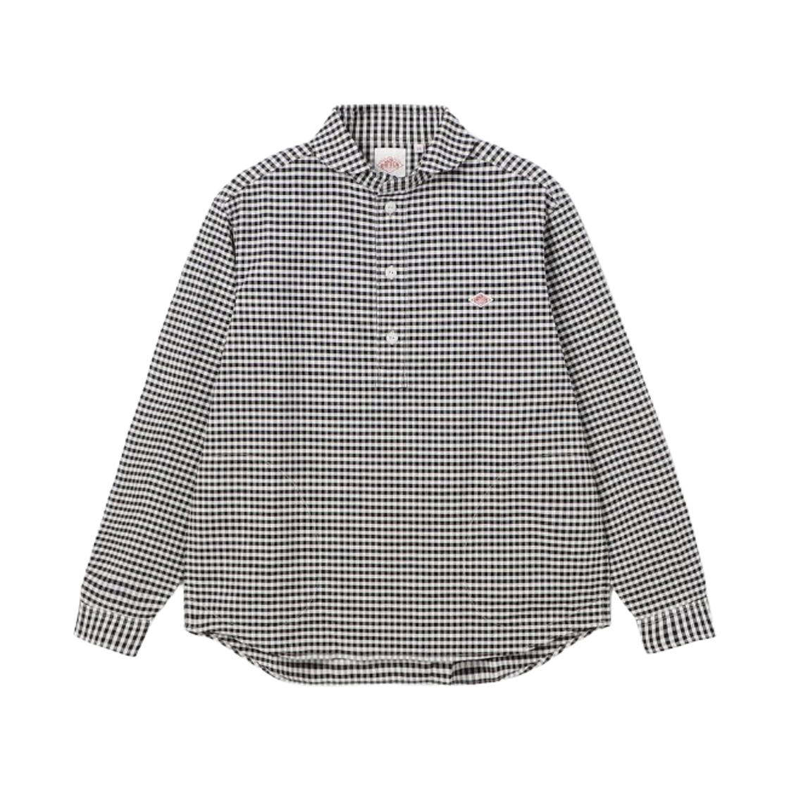 DT-B0282 Danton Oxford Round Collar Pullover Shirt Pattern Black Ecru