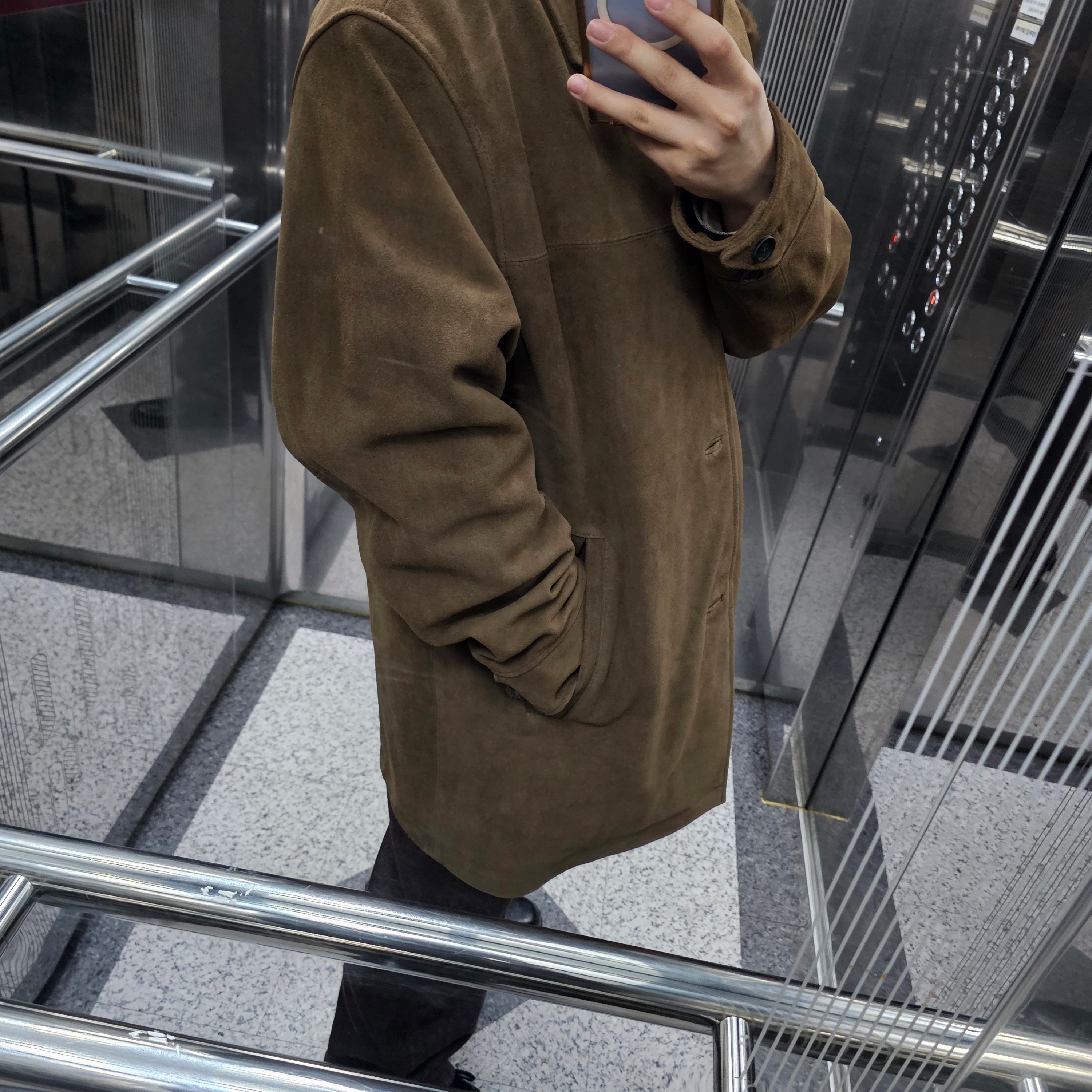 Auralee Hard Twist Denim 5P Pants Brown - 21AW, Auralee Super Light Wool Check Shirt Grey Check - 23AW 착용 스타일 - 4